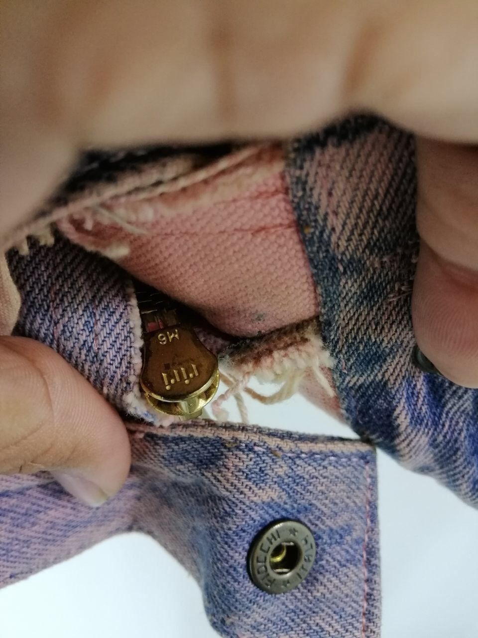 Designer × Handmade Rare Patchwork Denim Jacket Pink Color riri Zipper Size US XS / EU 42 / 0 - 11 Thumbnail