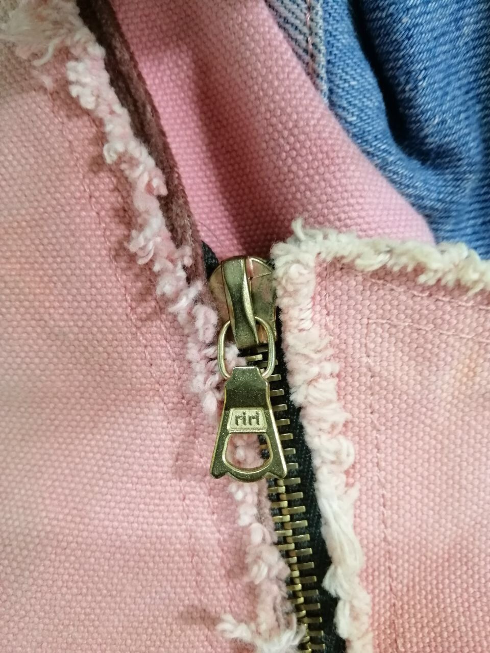 Designer × Handmade Rare Patchwork Denim Jacket Pink Color riri Zipper Size US XS / EU 42 / 0 - 7 Thumbnail