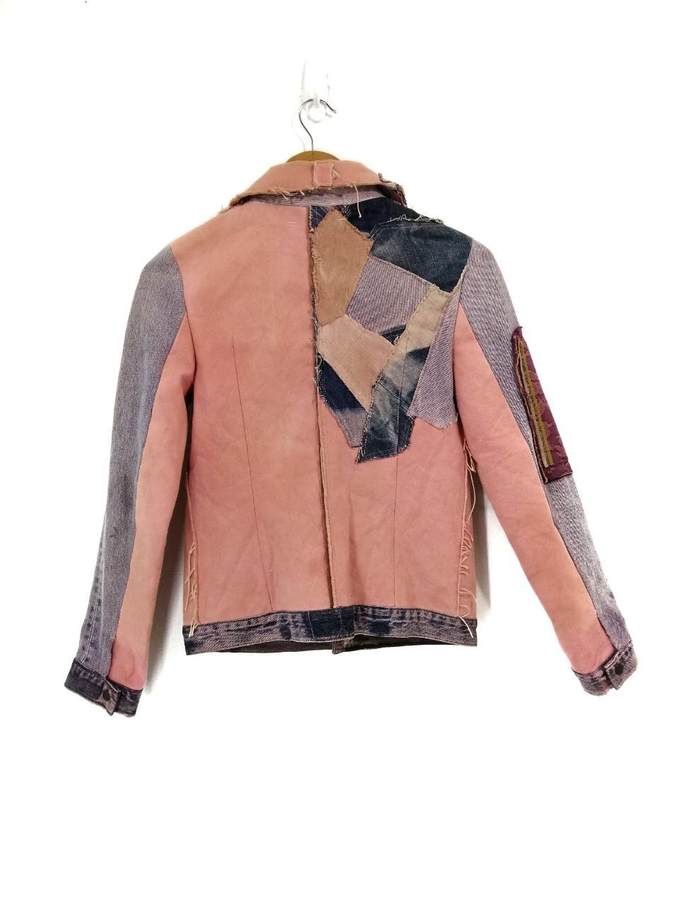 Designer × Handmade Rare Patchwork Denim Jacket Pink Color riri Zipper Size US XS / EU 42 / 0 - 2 Thumbnail