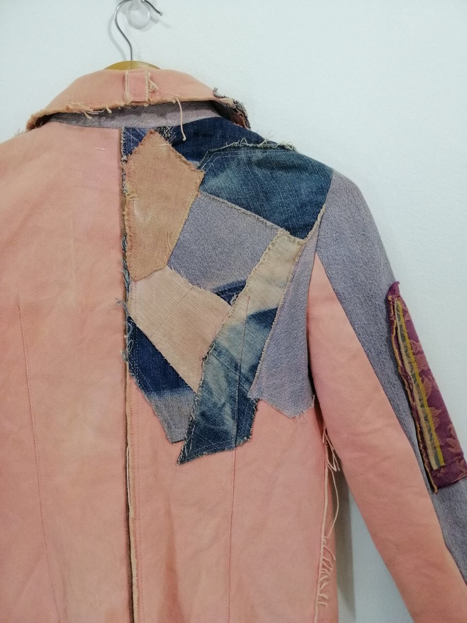Designer × Handmade Rare Patchwork Denim Jacket Pink Color riri Zipper Size US XS / EU 42 / 0 - 9 Thumbnail