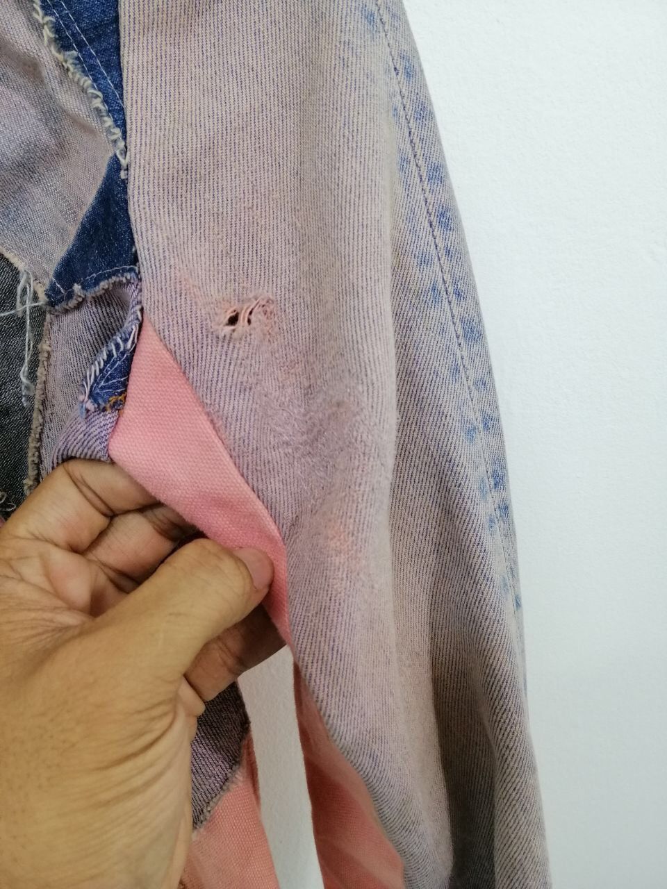 Designer × Handmade Rare Patchwork Denim Jacket Pink Color riri Zipper Size US XS / EU 42 / 0 - 10 Thumbnail