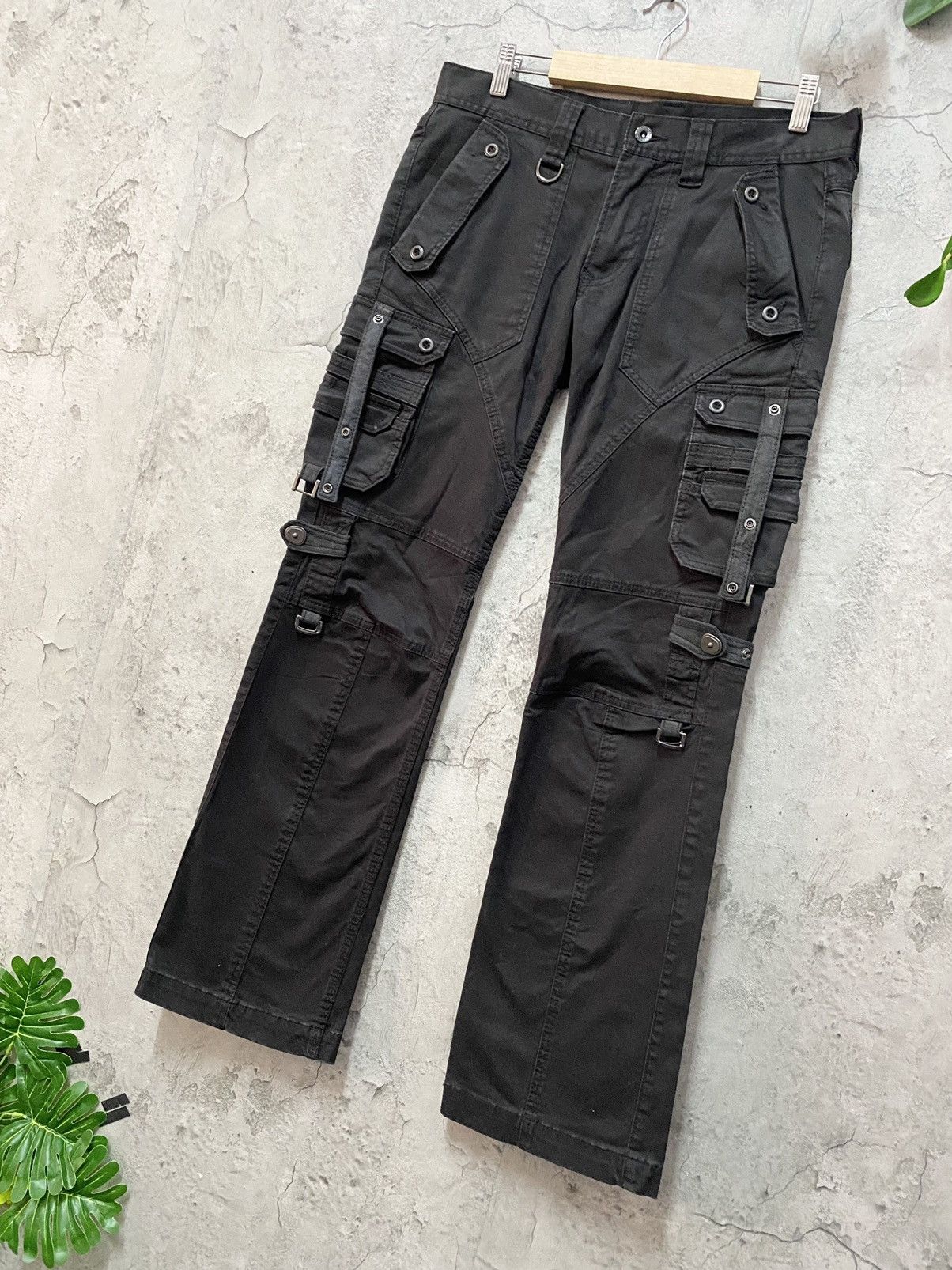 Designer × HIDEAWAYS × Japanese Brand Hideaways Japan Tactical Bondage Utility Flared Cargo Pants Size US 31 - 2 Thumbnail