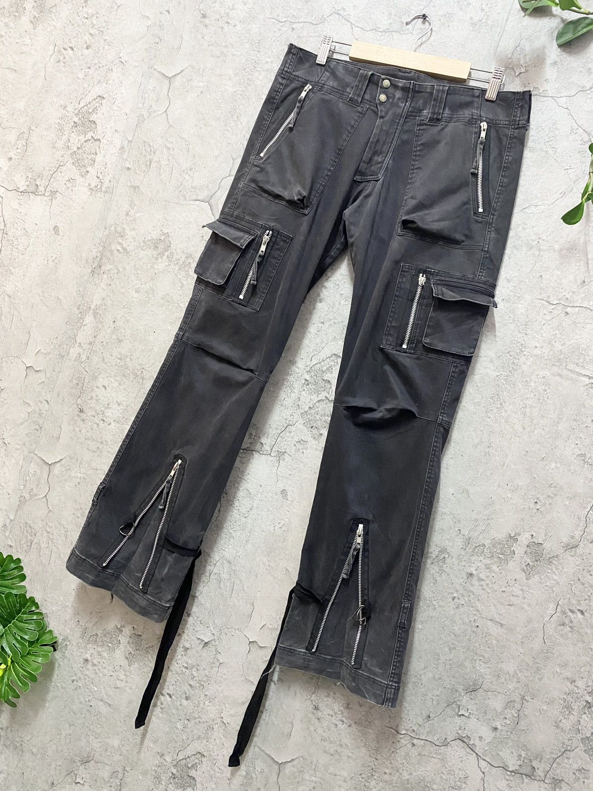 Designer × Japanese Brand WD Japan Flared Tactical Bondage Faded Valvet Cargo Pants Size US 31 - 4 Thumbnail