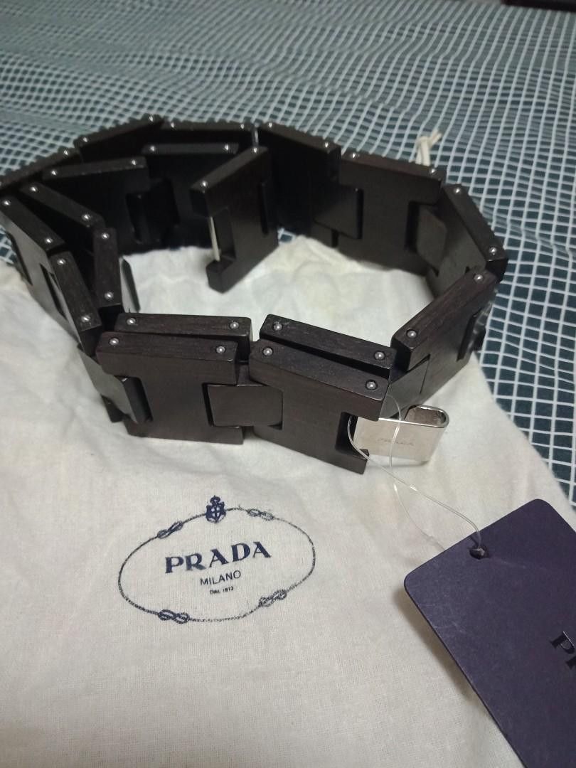 image of Prada Wooden Belt in Black, Women's