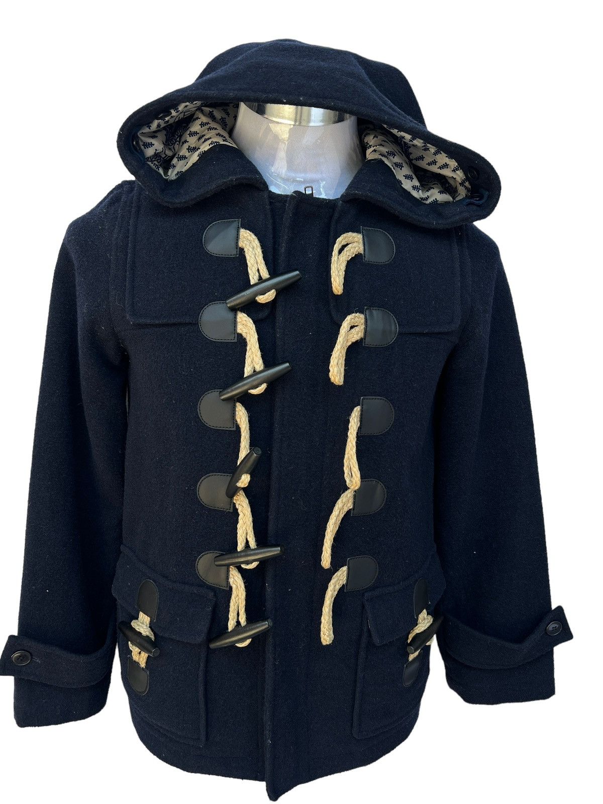 Ne-Net 💥Ne-Net Royal Blue Hoodie Wool Trench CoatJacket Size US L / EU 52-54 / 3 - 2 Thumbnail