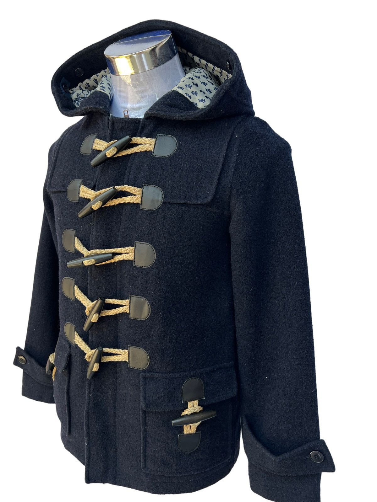 Ne-Net 💥Ne-Net Royal Blue Hoodie Wool Trench CoatJacket Size US L / EU 52-54 / 3 - 3 Thumbnail