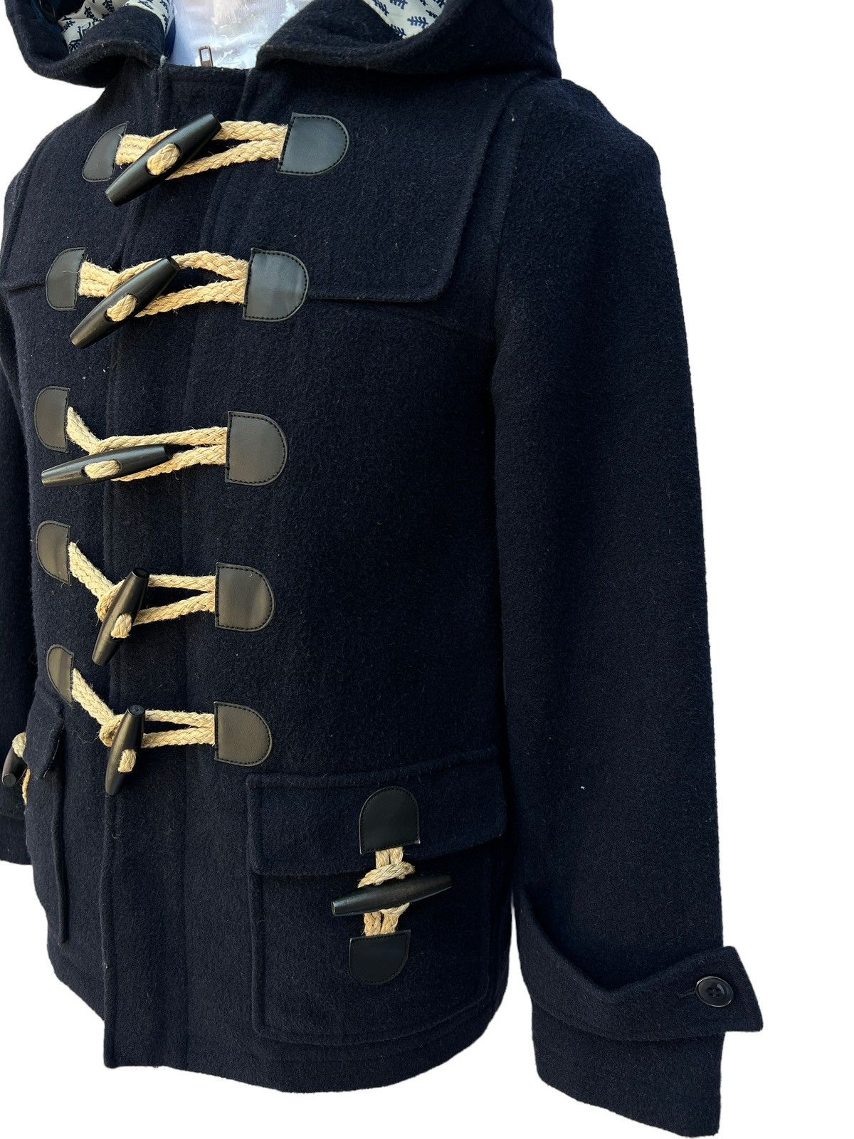 Ne-Net 💥Ne-Net Royal Blue Hoodie Wool Trench CoatJacket Size US L / EU 52-54 / 3 - 4 Thumbnail