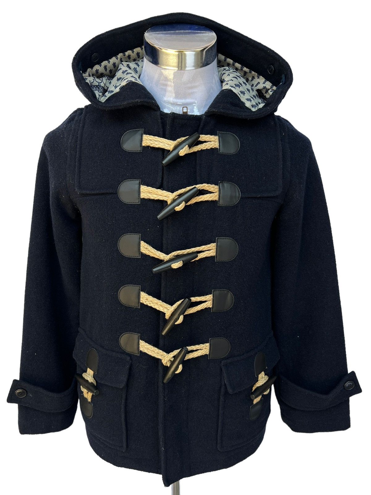 Ne-Net 💥Ne-Net Royal Blue Hoodie Wool Trench CoatJacket Size US L / EU 52-54 / 3 - 1 Thumbnail