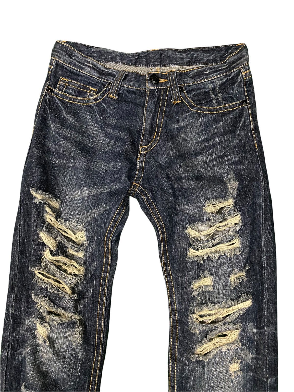 Japanese Brand Blue Distress jeans Size US 30 / EU 46 - 3 Thumbnail