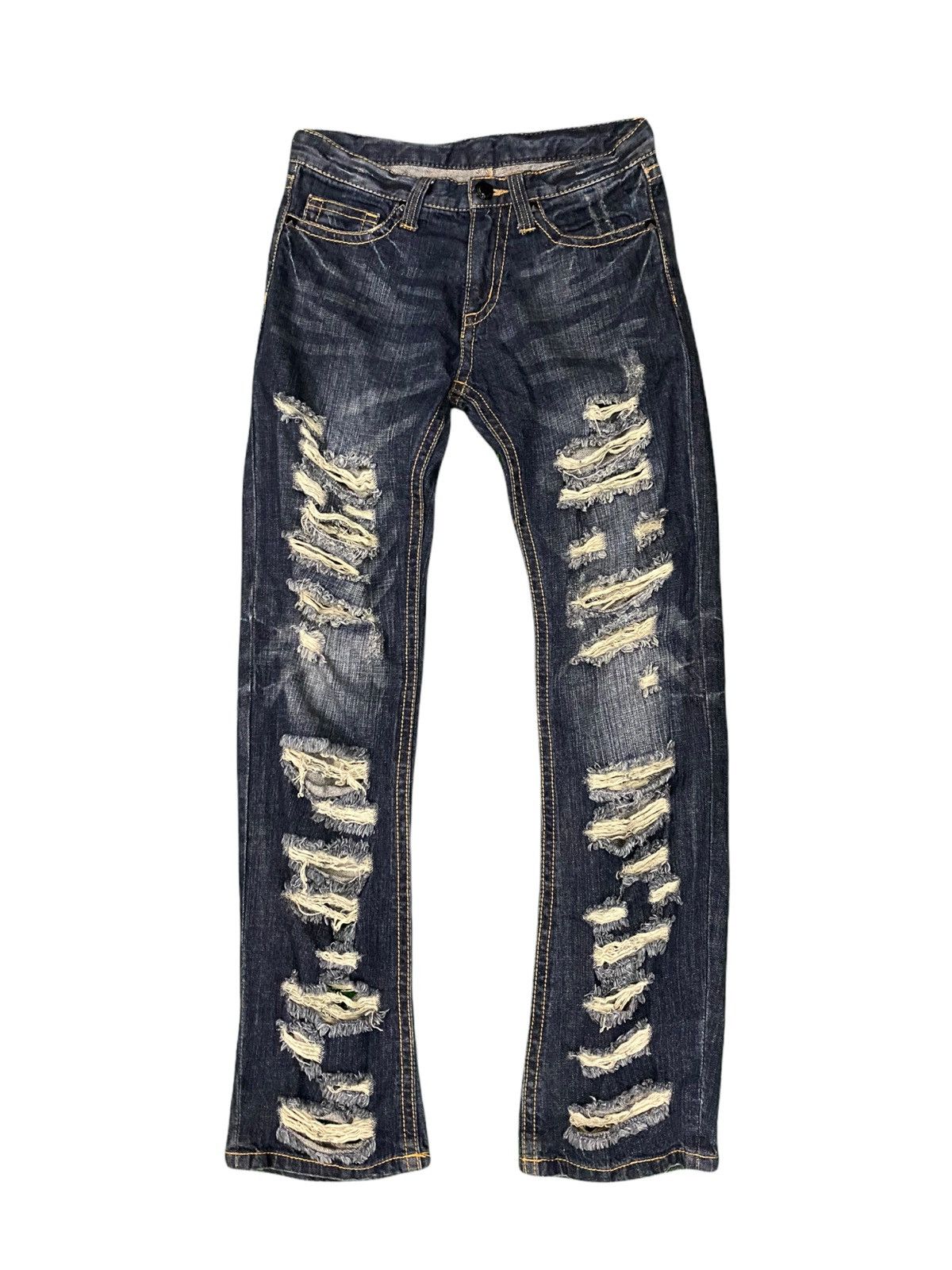 Japanese Brand Blue Distress jeans Size US 30 / EU 46 - 2 Thumbnail