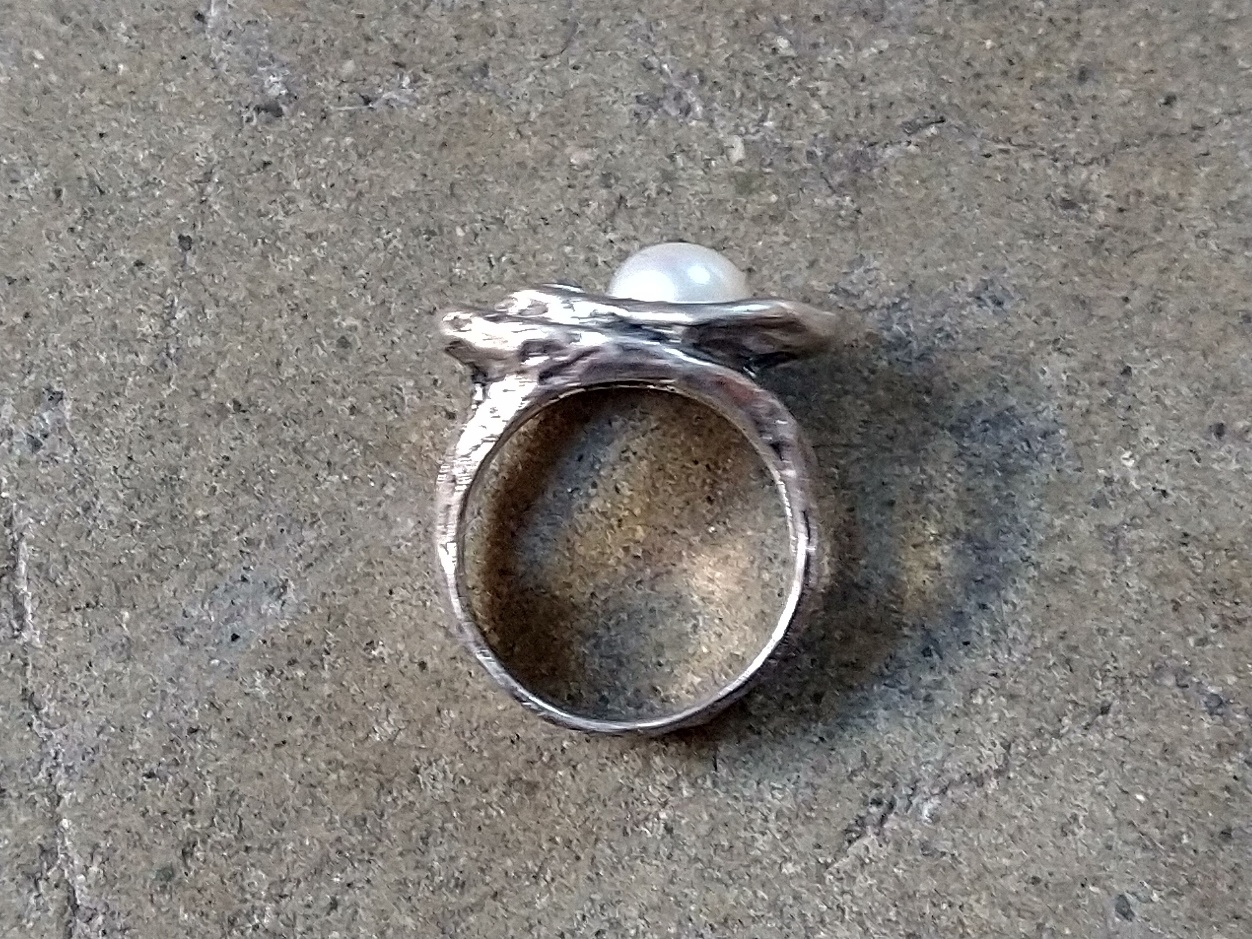 Other Sterling Silver Ring Pearl Size 8 Modern Avant Garde 11.3g Size ONE SIZE - 7 Thumbnail