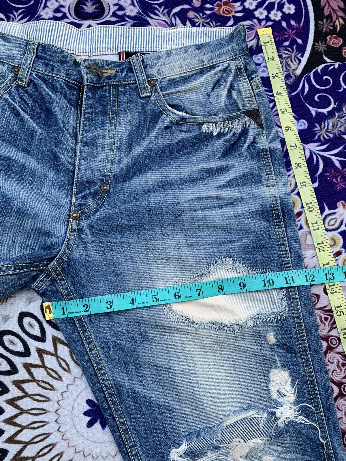 If Six Was Nine Square Dark Distressed Denim Size US 35 - 14 Thumbnail