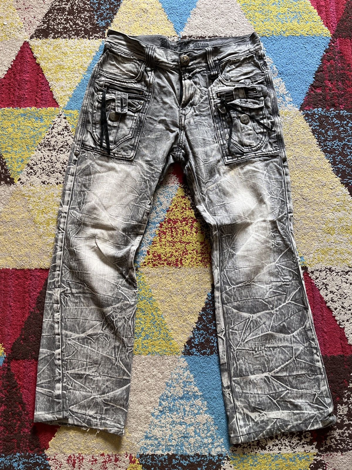 Japanese Brand Blue Boot Cut Denim Flare Bleach Japanese Brand Size US 33 - 15 Thumbnail