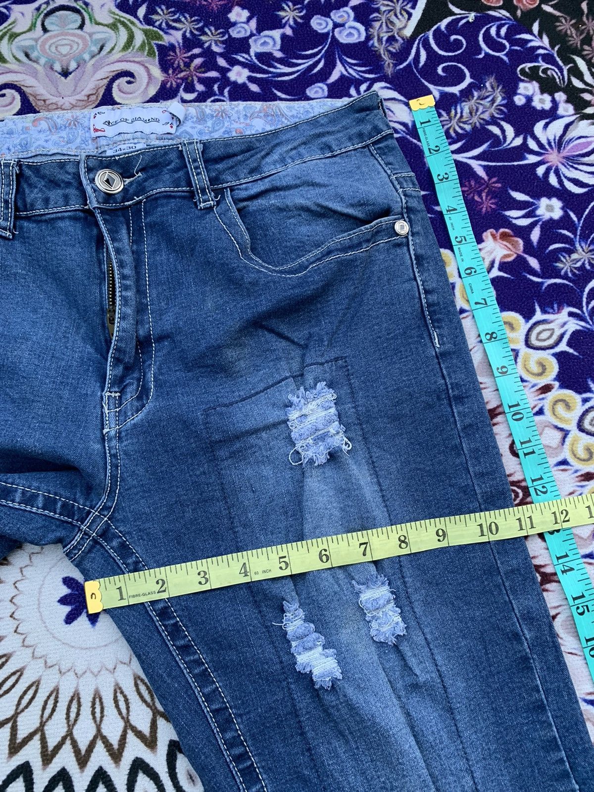 Japanese Brand Age Of Diamond Distressed Denim Size US 33 - 9 Thumbnail