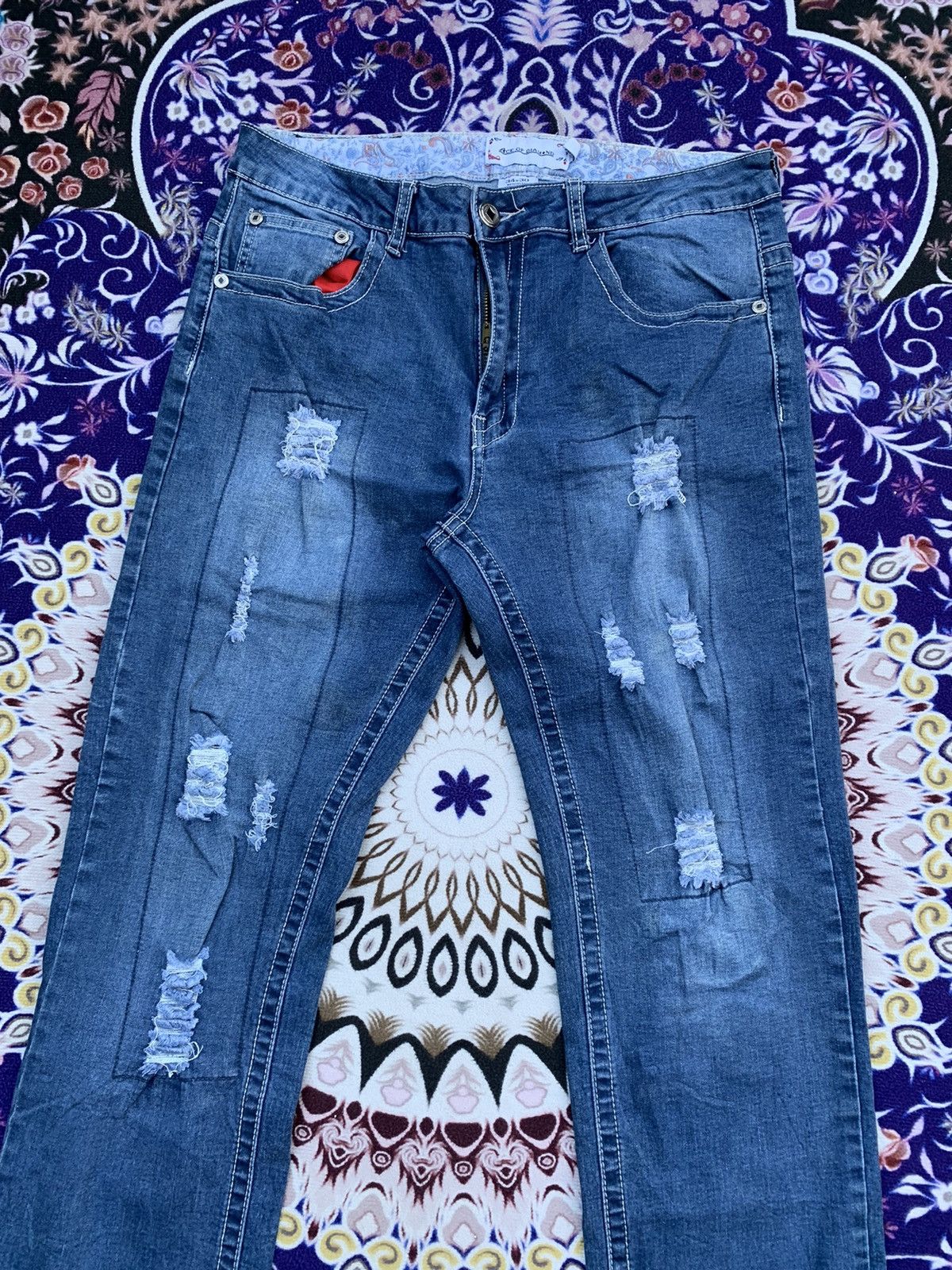 Japanese Brand Age Of Diamond Distressed Denim Size US 33 - 2 Thumbnail