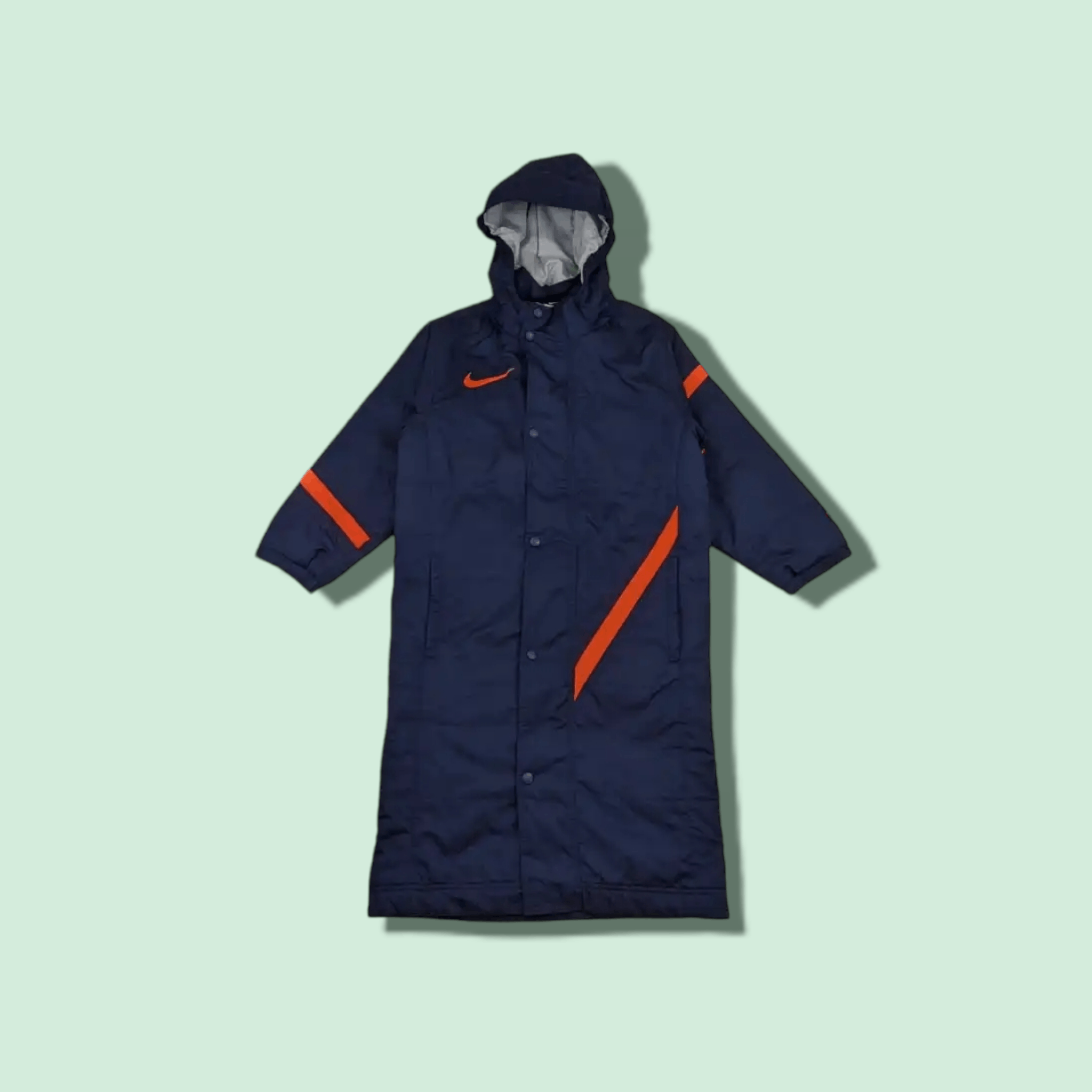 image of Vintage Nike Sportswear Windbreaker Puffer Longline Jacket in Navy, Men's (Size Small)