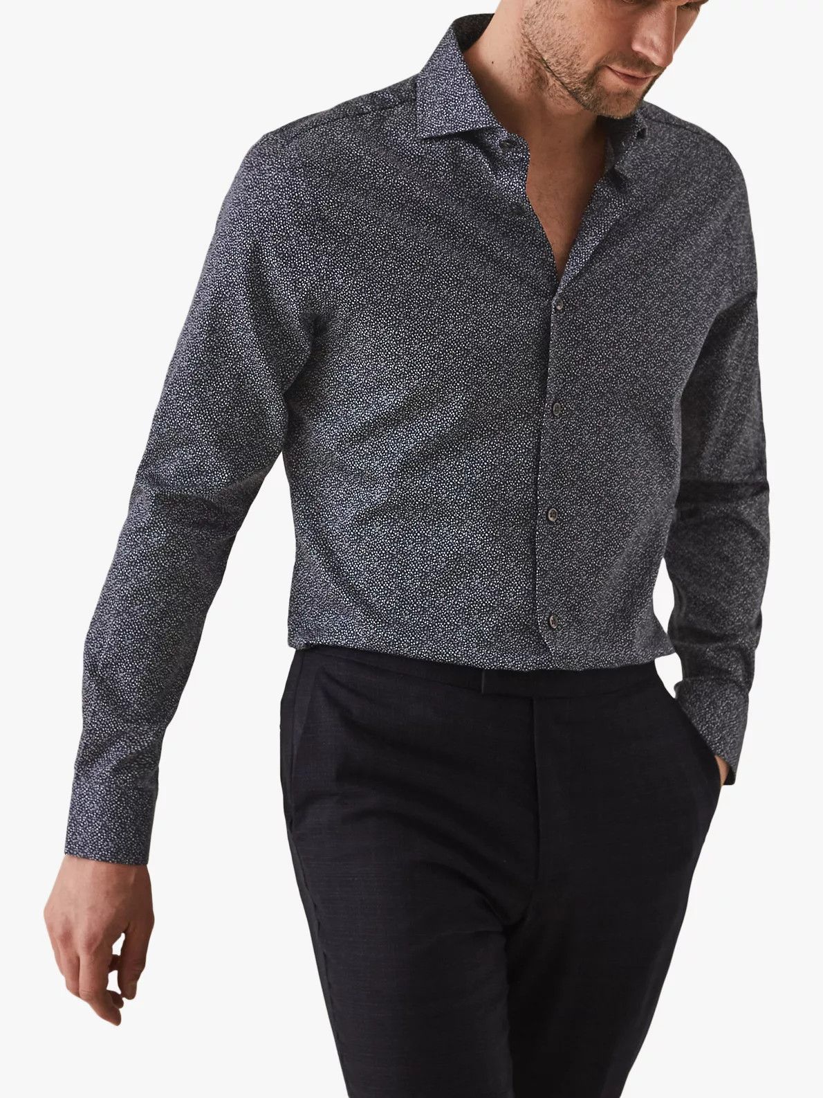 Designer × Reiss Reiss Pacific Micro Print Regular Fit Shirt Size US S / EU 44-46 / 1 - 3 Thumbnail