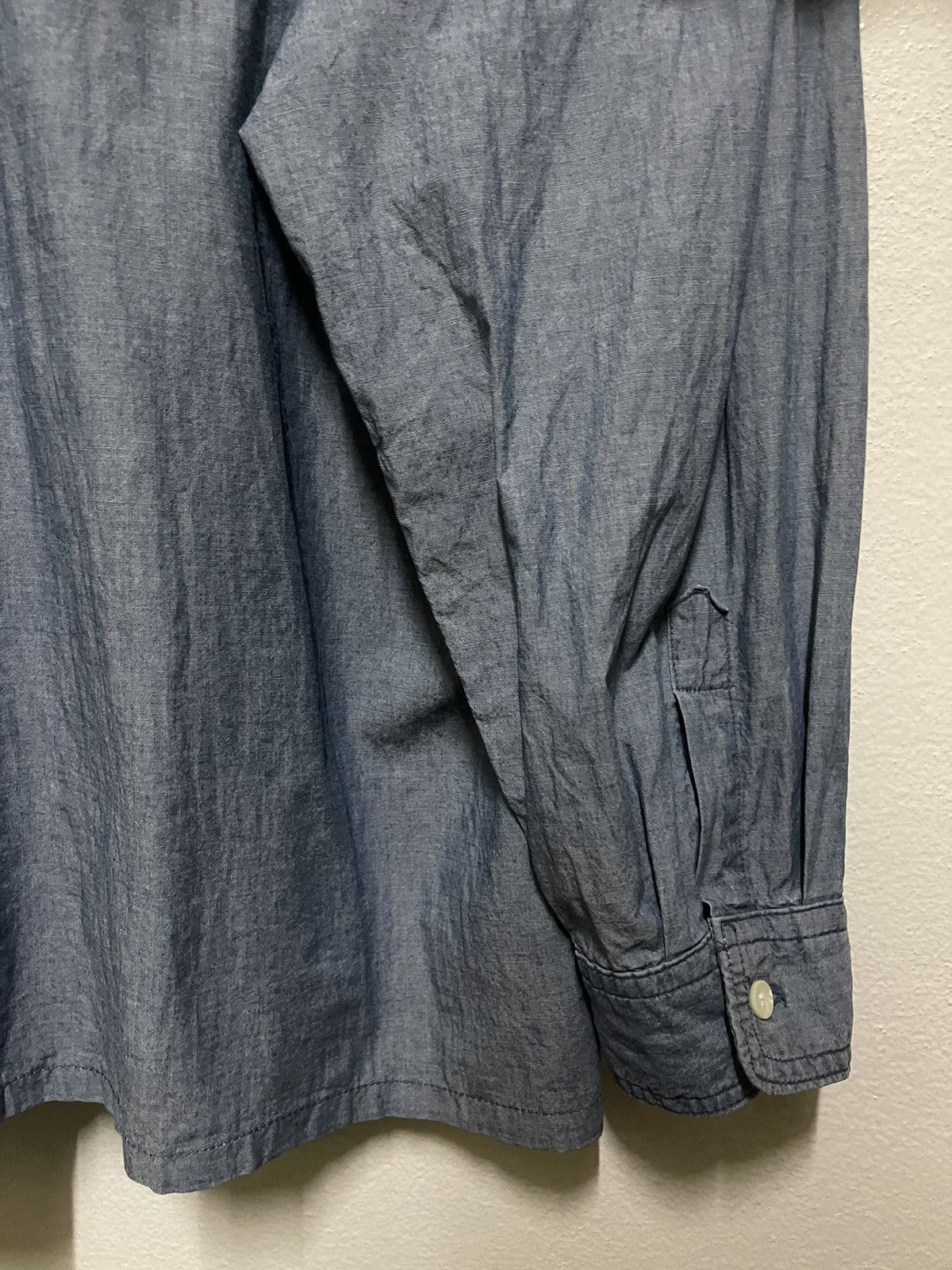 Marithe + Francois Girbaud × Vintage MFG Cargo Pocket Chambray Shirt Long Sleeve Size US M / EU 48-50 / 2 - 13 Thumbnail