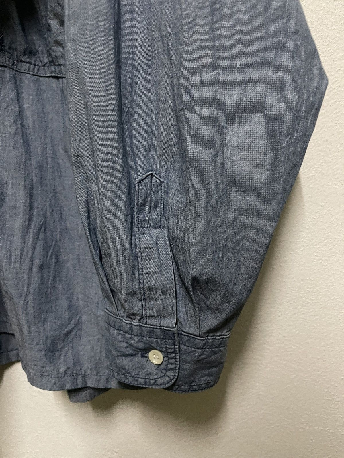 Marithe + Francois Girbaud × Vintage MFG Cargo Pocket Chambray Shirt Long Sleeve Size US M / EU 48-50 / 2 - 8 Thumbnail