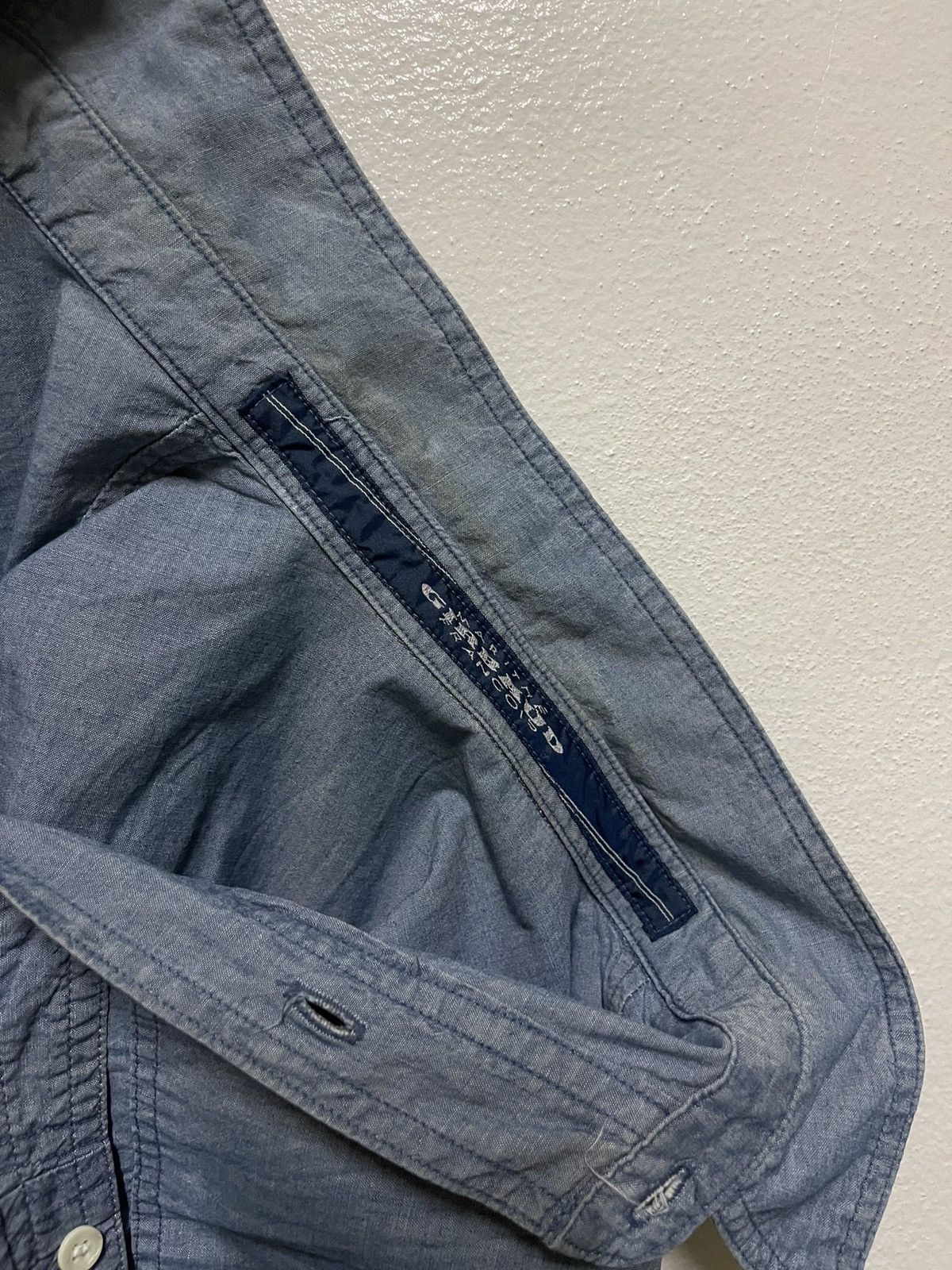 Marithe + Francois Girbaud × Vintage MFG Cargo Pocket Chambray Shirt Long Sleeve Size US M / EU 48-50 / 2 - 16 Thumbnail