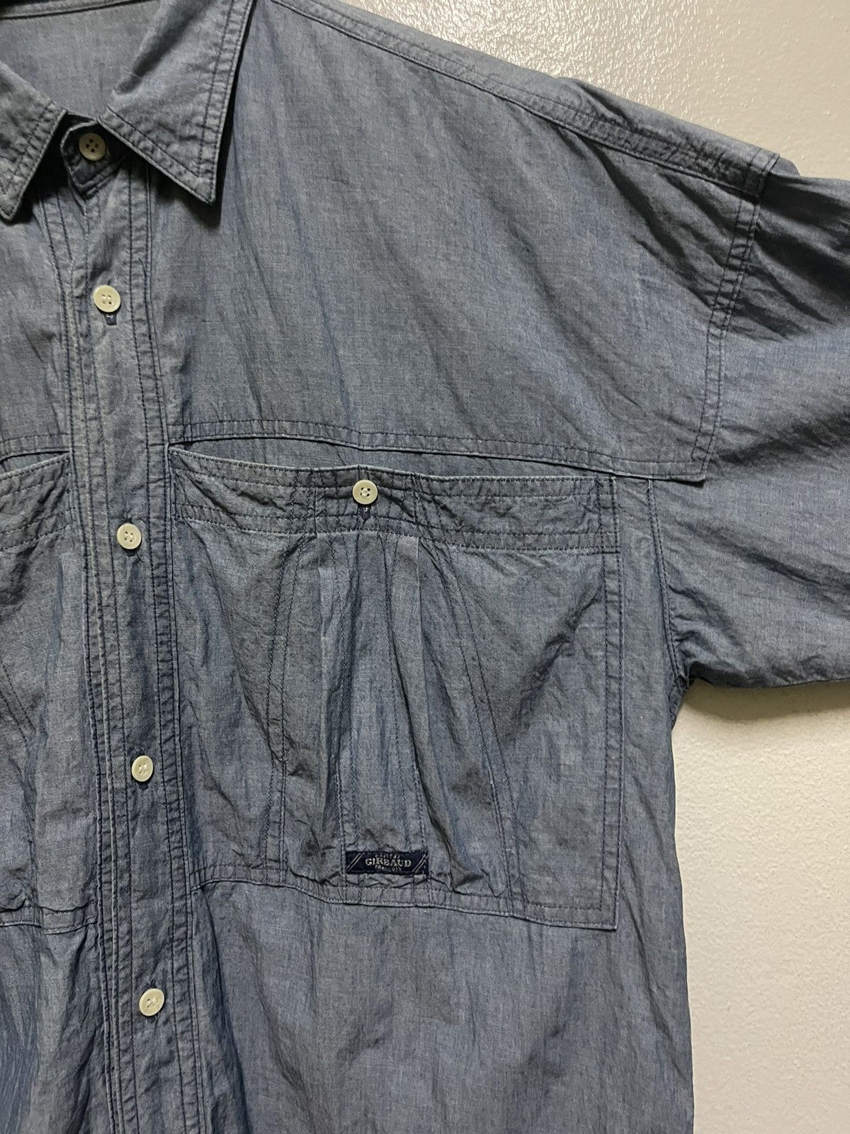 Marithe + Francois Girbaud × Vintage MFG Cargo Pocket Chambray Shirt Long Sleeve Size US M / EU 48-50 / 2 - 6 Thumbnail