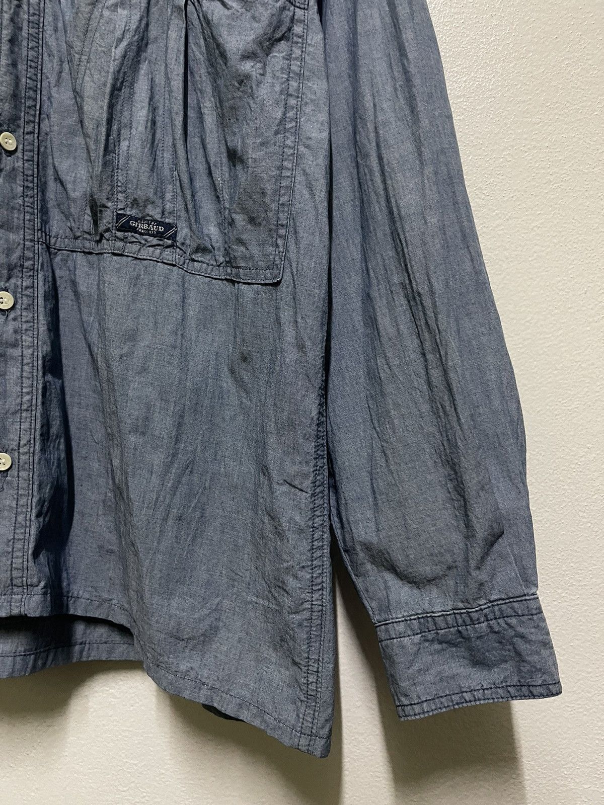 Marithe + Francois Girbaud × Vintage MFG Cargo Pocket Chambray Shirt Long Sleeve Size US M / EU 48-50 / 2 - 5 Thumbnail