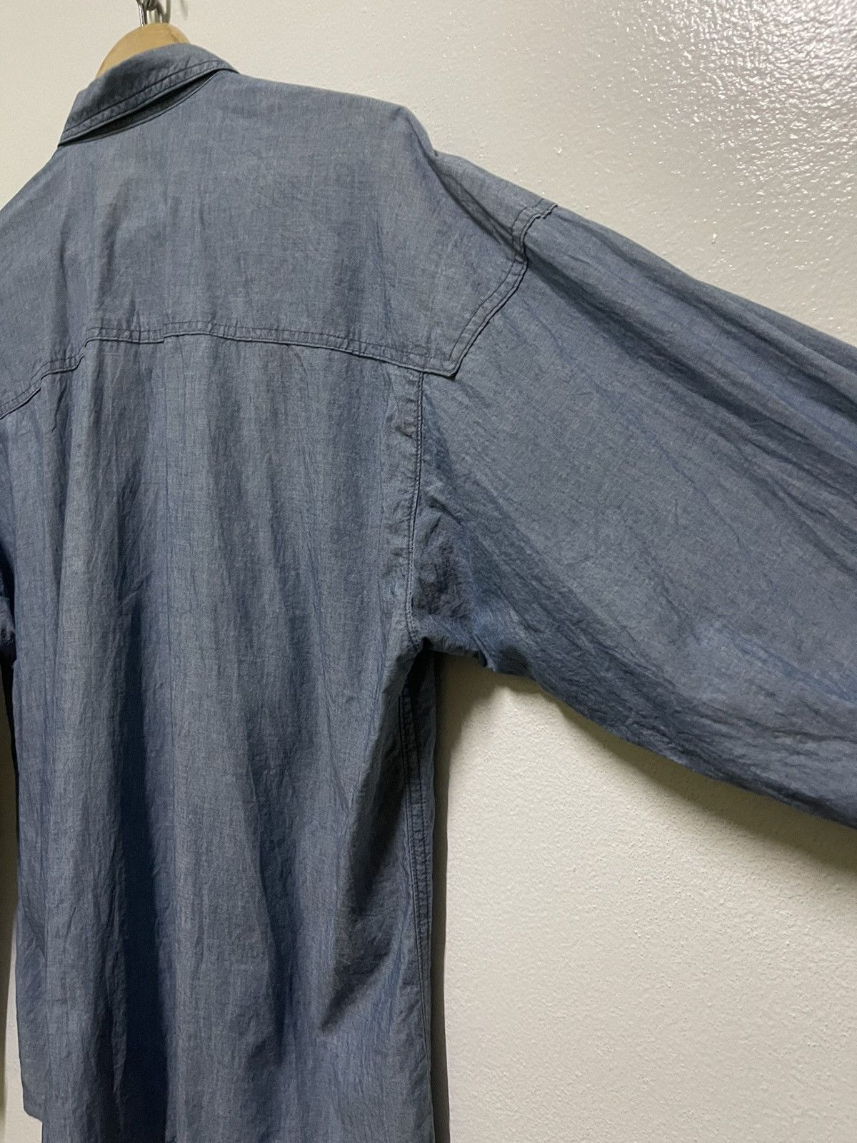 Marithe + Francois Girbaud × Vintage MFG Cargo Pocket Chambray Shirt Long Sleeve Size US M / EU 48-50 / 2 - 12 Thumbnail