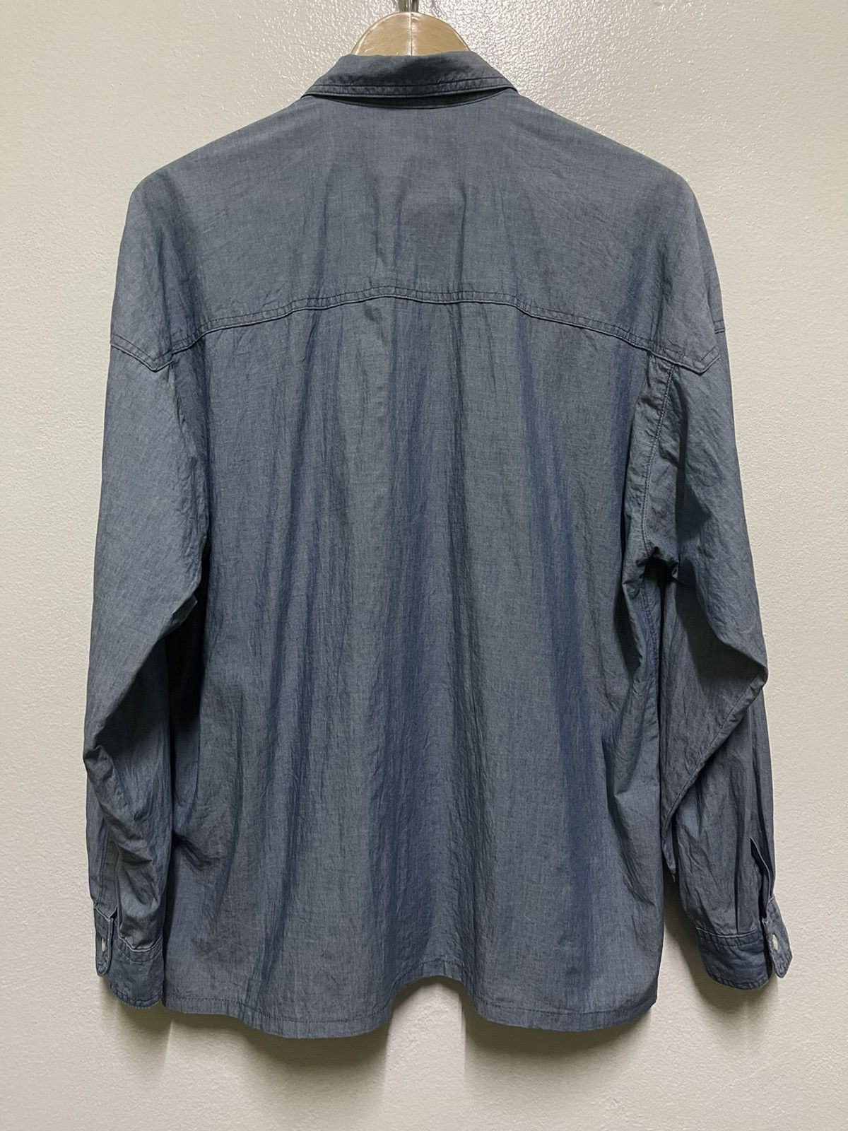 Marithe + Francois Girbaud × Vintage MFG Cargo Pocket Chambray Shirt Long Sleeve Size US M / EU 48-50 / 2 - 9 Thumbnail