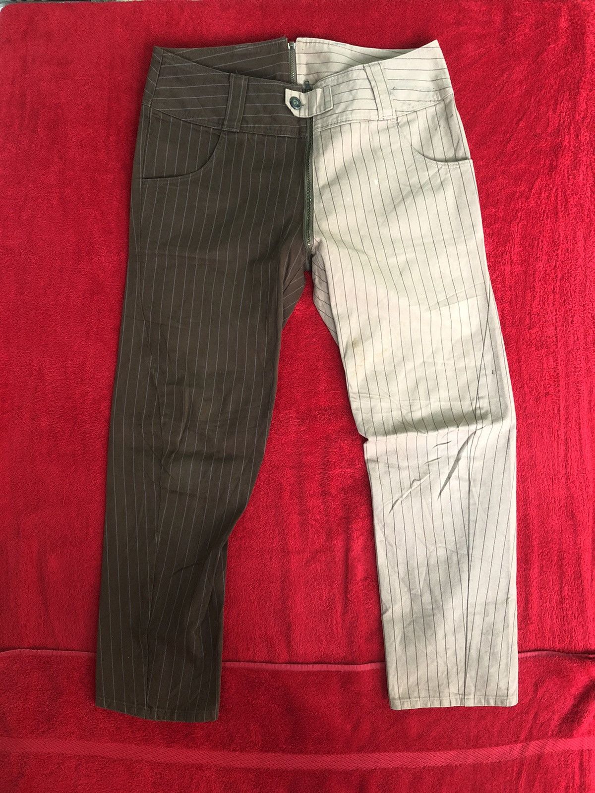 Designer × Japanese Brand SuperRare two tones allover zipper stripes pants design Size US 32 / EU 48 - 1 Thumbnail