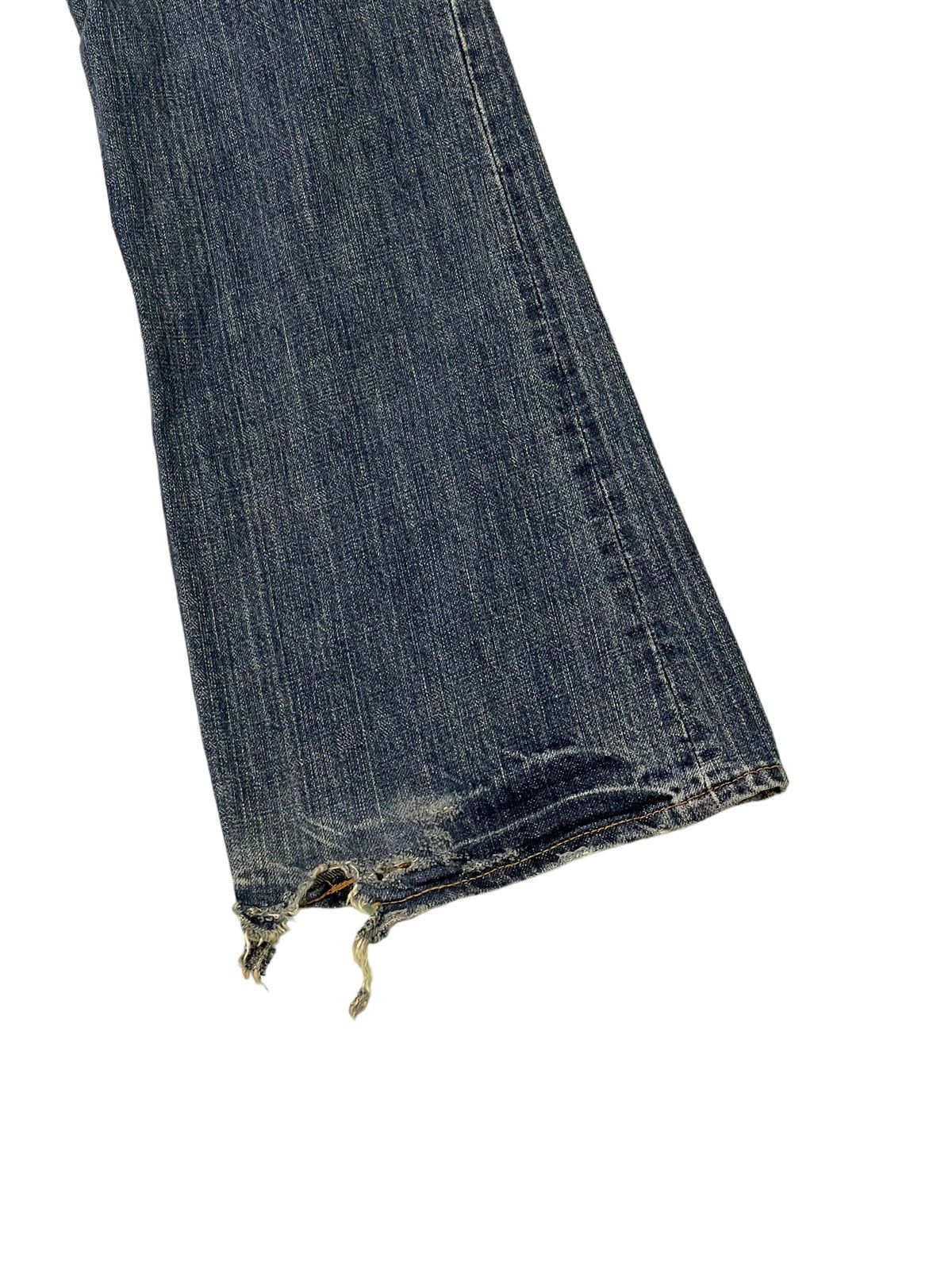Japanese Brand Flare Jeans Coat of Arms Distress Denim Low Rise 2🟦3 Size US 31 - 15 Thumbnail