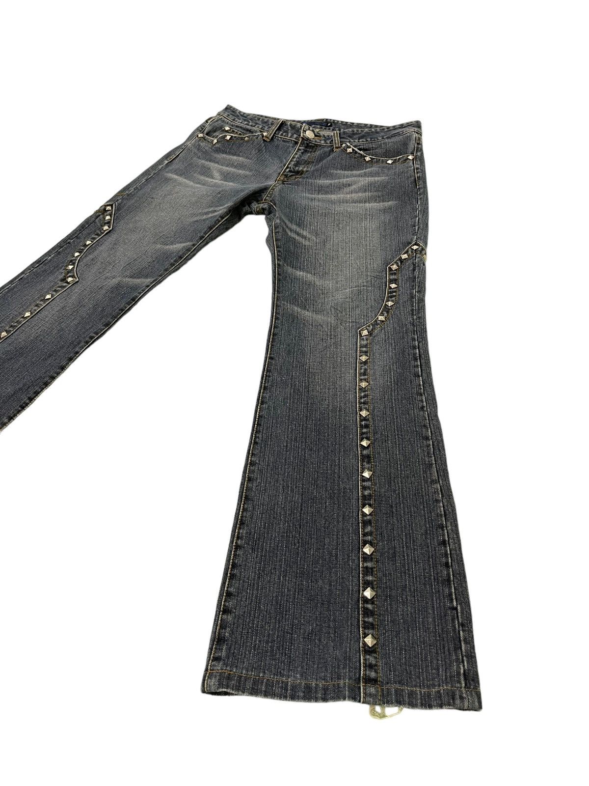 Japanese Brand Flare Jeans Custom Culture Spikey Gothic Boot Cut 2🟦3 Size US 32 / EU 48 - 3 Thumbnail