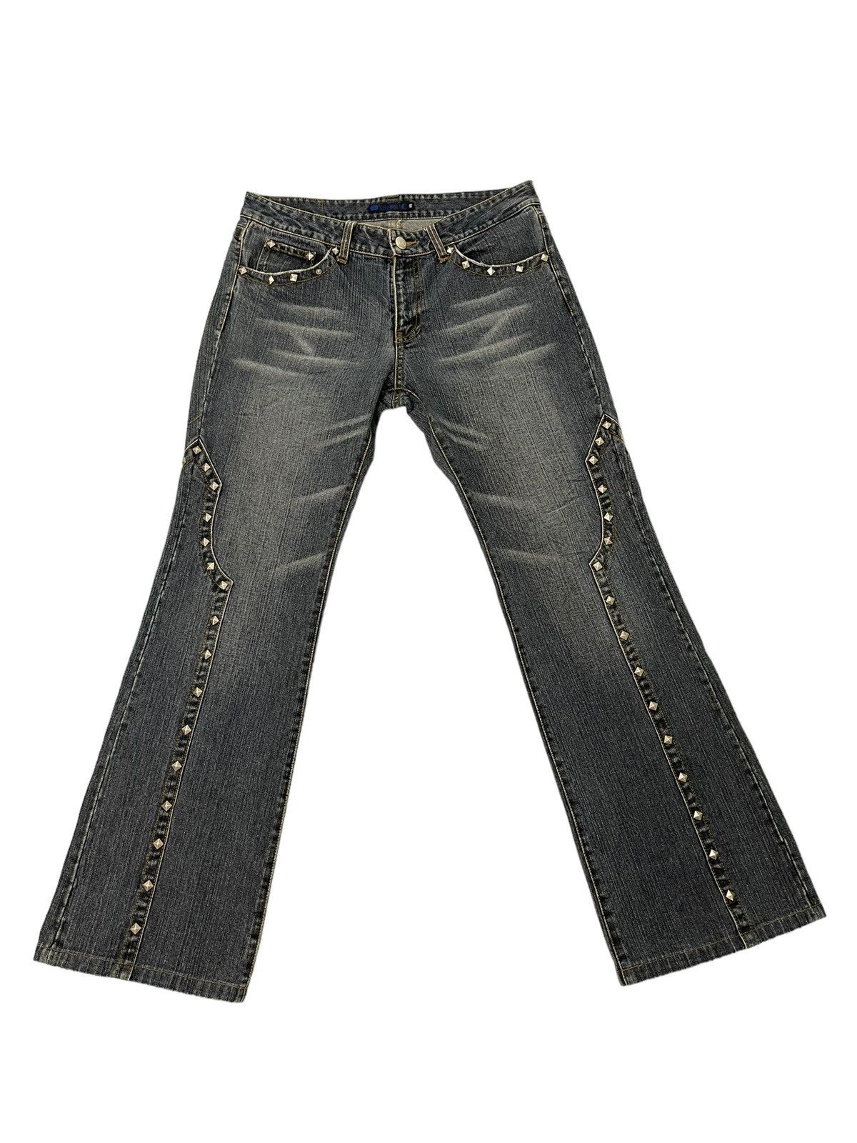 Japanese Brand Flare Jeans Custom Culture Spikey Gothic Boot Cut 2🟦3 Size US 32 / EU 48 - 2 Thumbnail