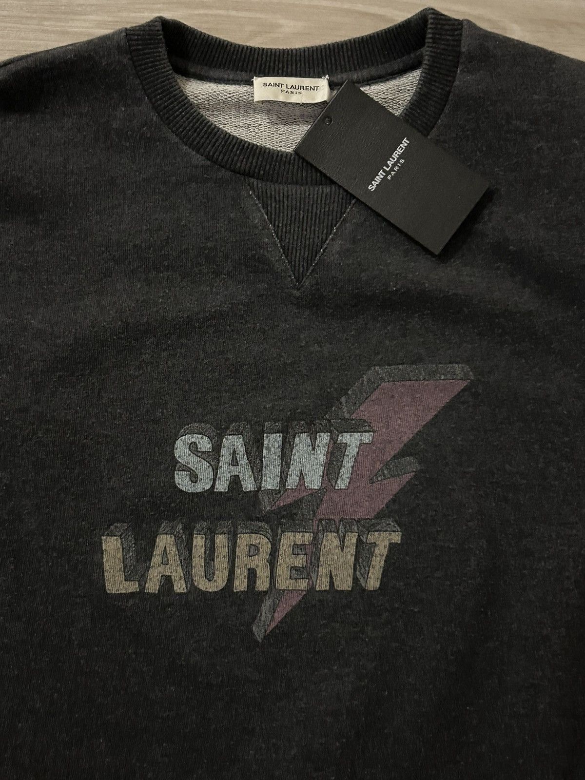 Saint Laurent Paris Saint Laurent Paris Lightning Bolt Crew Sweatshirt M L XL Size US XL / EU 56 / 4 - 2 Thumbnail