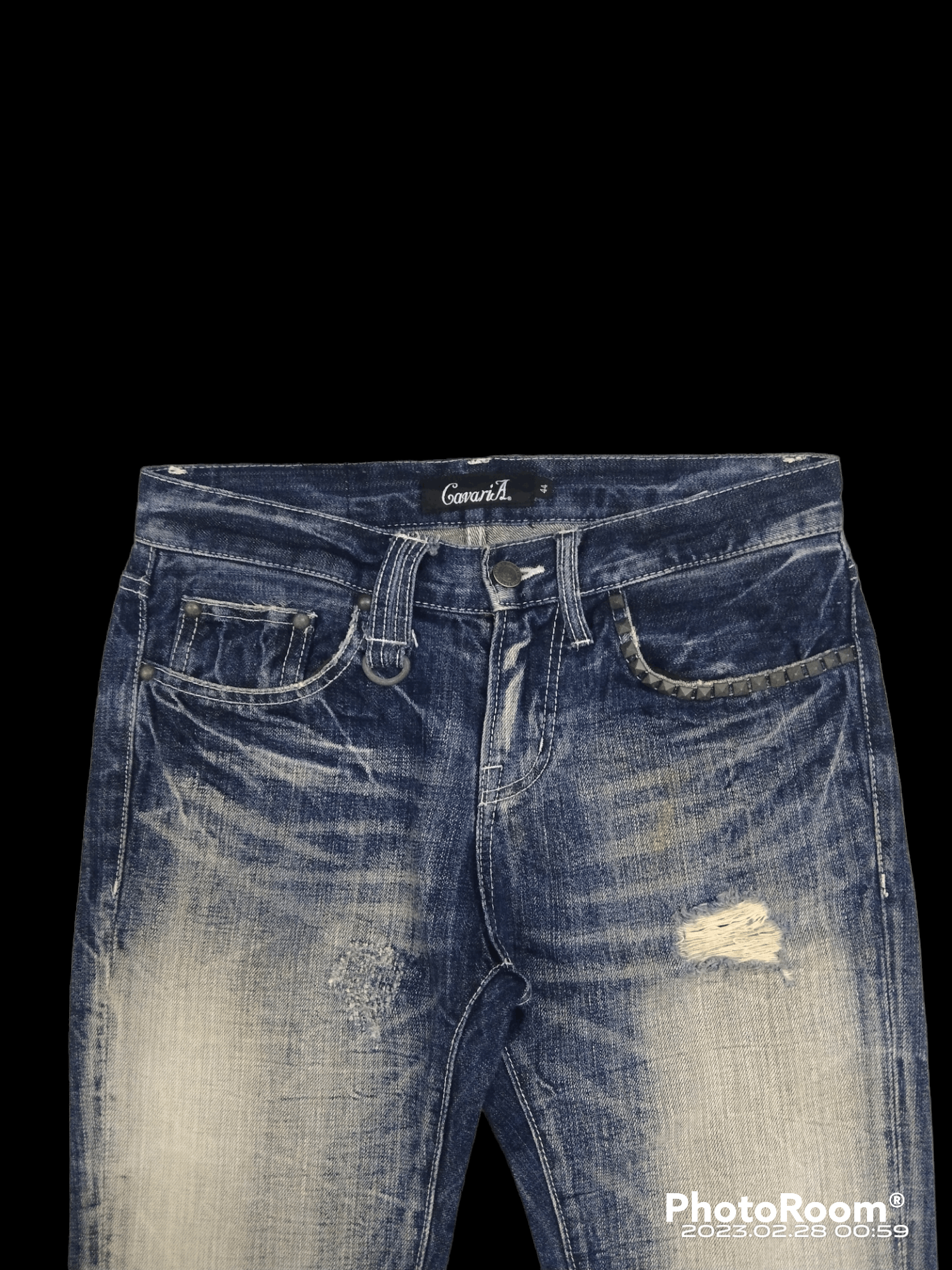 Japanese Brand FLARE STUDDED CAVARIA DENIM PANTS Size US 29 - 3 Thumbnail