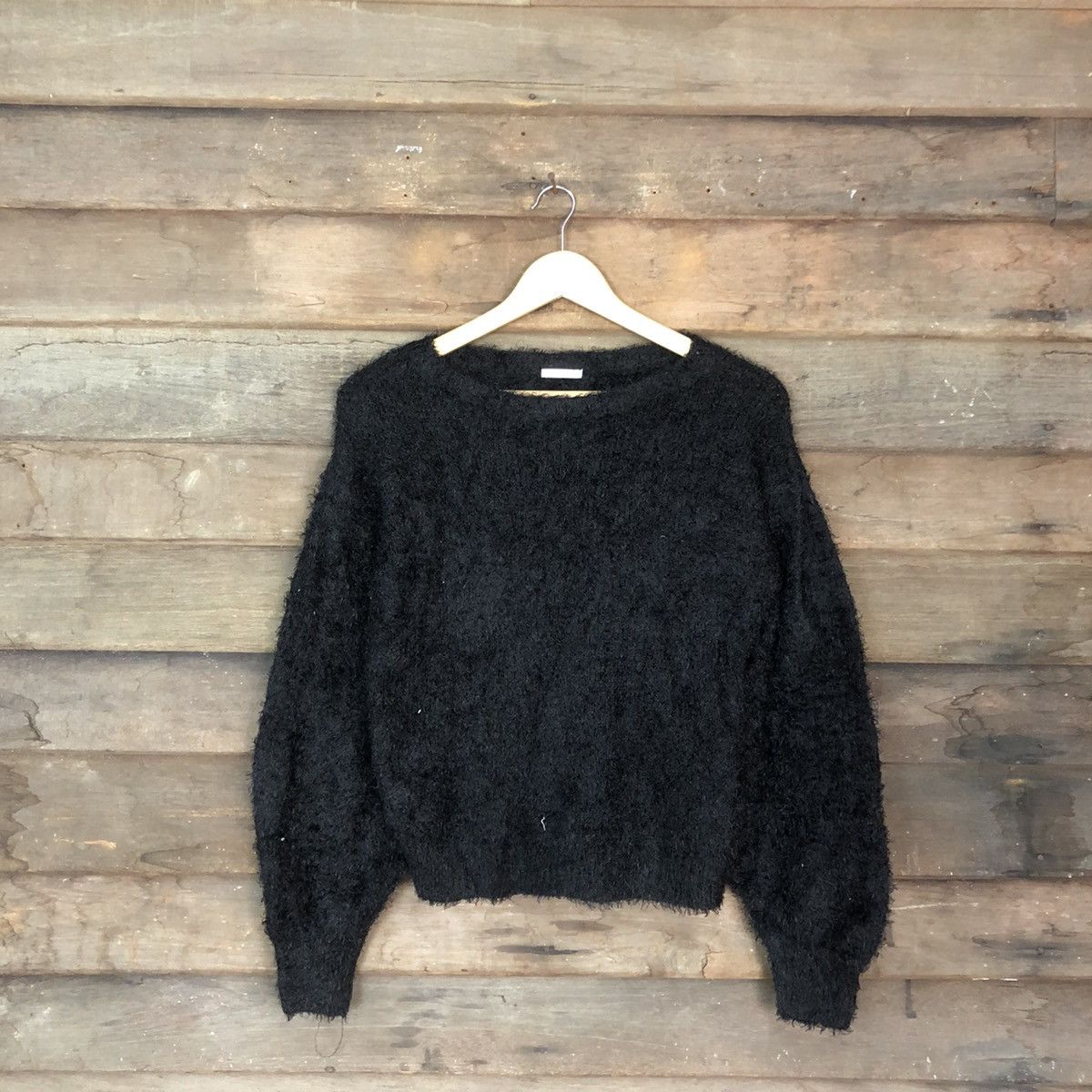 Homespun Knitwear DL GU Japan Black shag shaggy fur Mohair Knitwear #c1106 Size M / US 6-8 / IT 42-44 - 1 Thumbnail