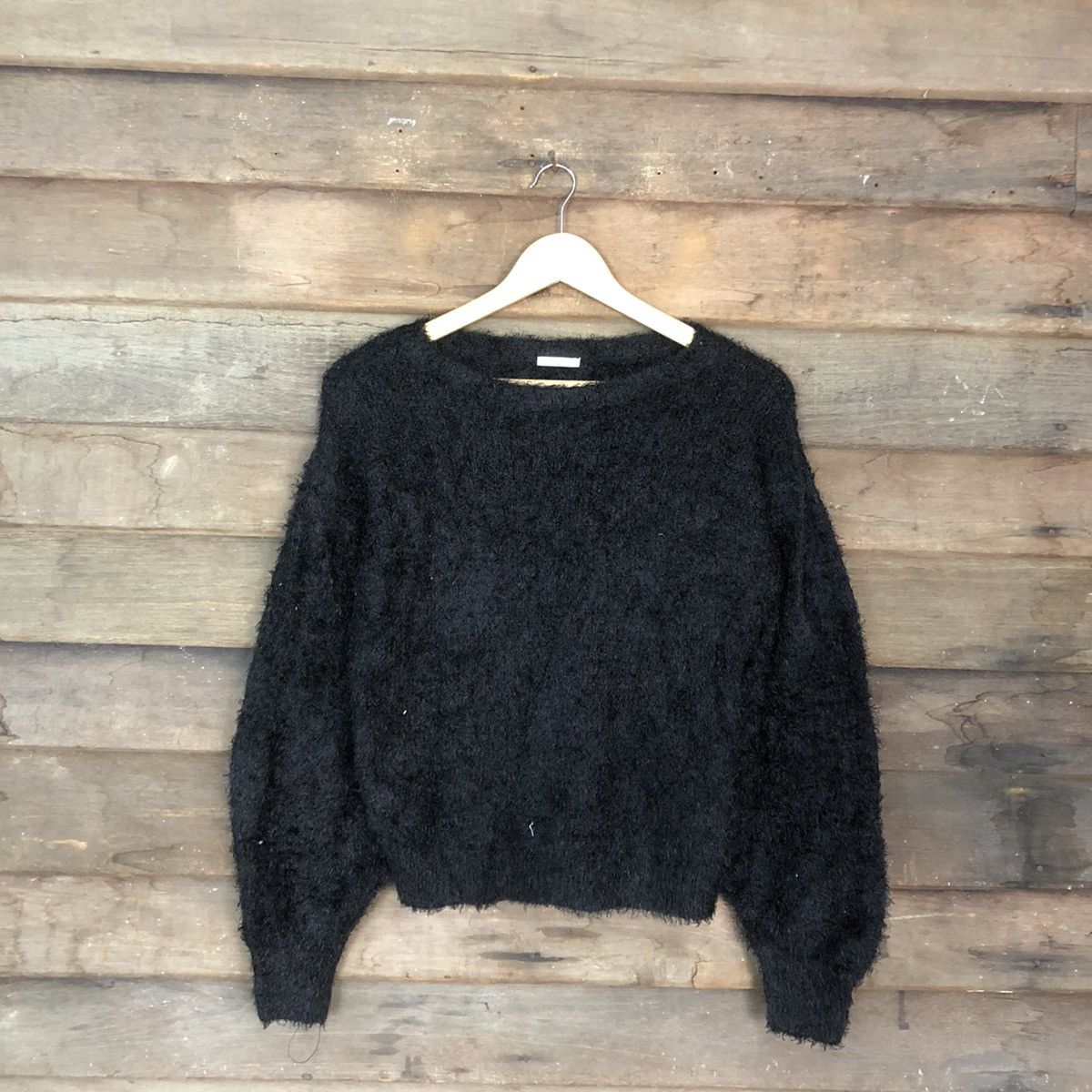Homespun Knitwear DL GU Japan Black shag shaggy fur Mohair Knitwear #c1106 Size M / US 6-8 / IT 42-44 - 3 Thumbnail