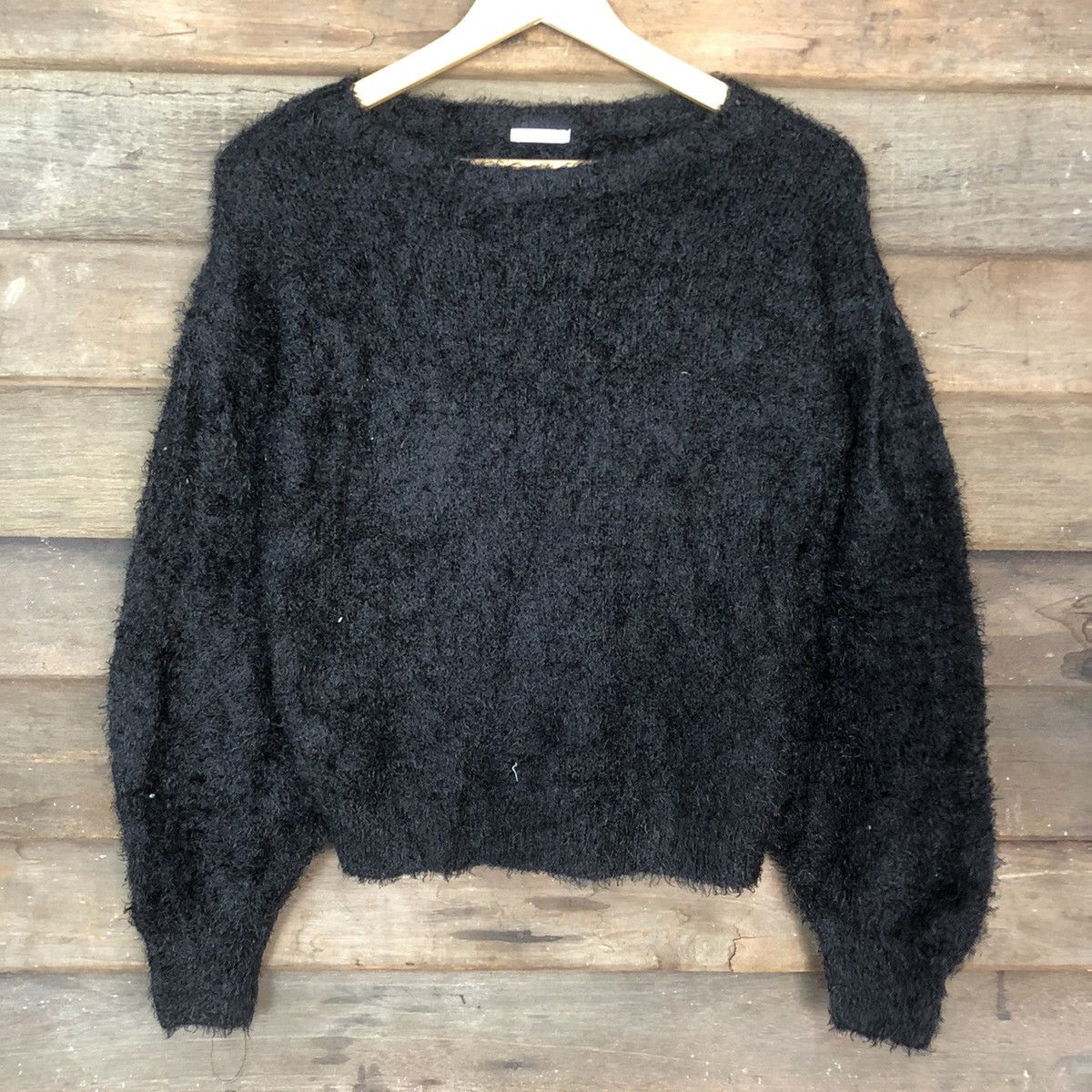 Homespun Knitwear DL GU Japan Black shag shaggy fur Mohair Knitwear #c1106 Size M / US 6-8 / IT 42-44 - 8 Thumbnail