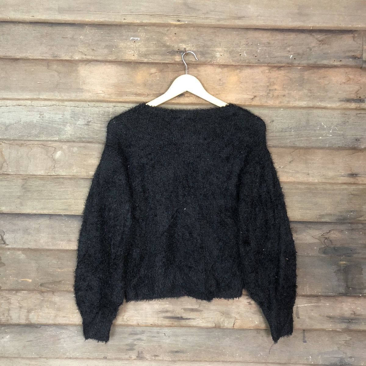 Homespun Knitwear DL GU Japan Black shag shaggy fur Mohair Knitwear #c1106 Size M / US 6-8 / IT 42-44 - 11 Thumbnail