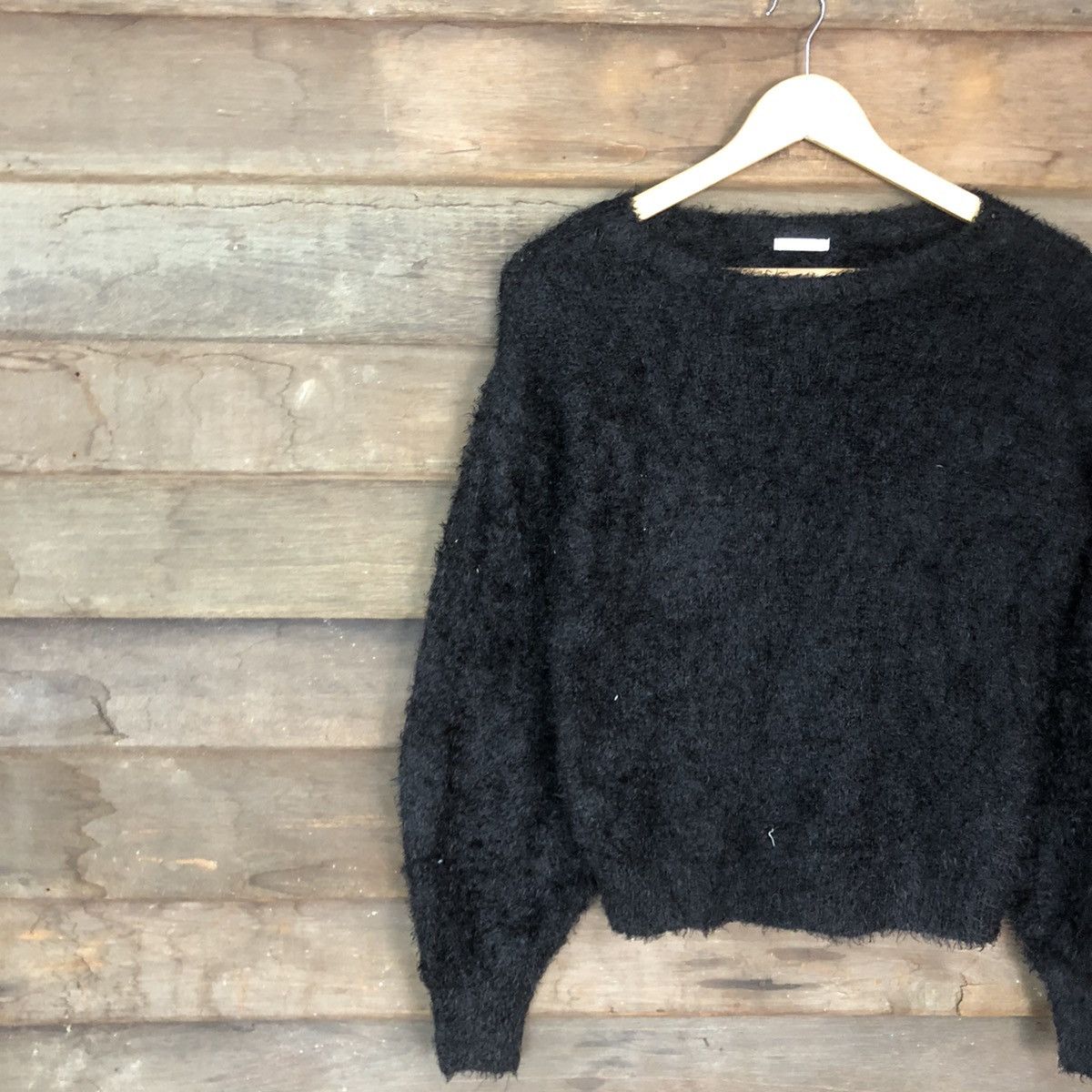 Homespun Knitwear DL GU Japan Black shag shaggy fur Mohair Knitwear #c1106 Size M / US 6-8 / IT 42-44 - 7 Thumbnail
