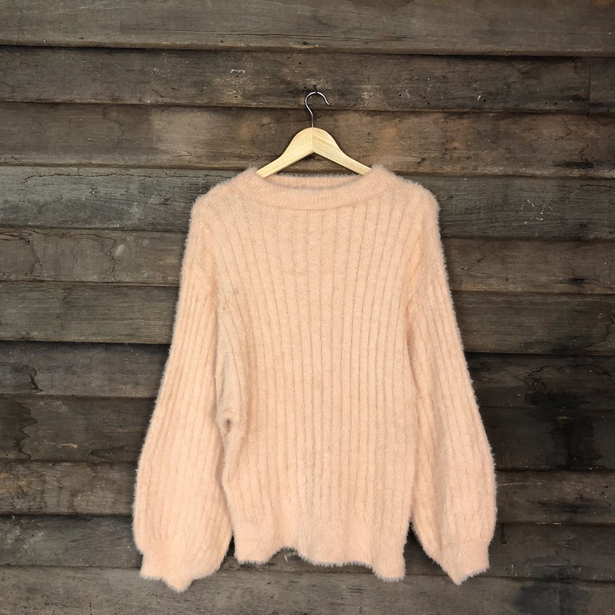 Homespun Knitwear DLL Persodea Peach Mohair SHag Shaggy fur Knitwear #c1104 Size L / US 10 / IT 46 - 1 Thumbnail