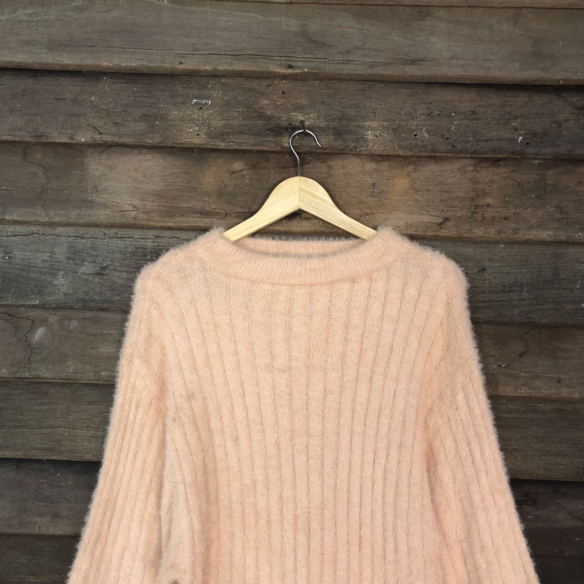 Homespun Knitwear DLL Persodea Peach Mohair SHag Shaggy fur Knitwear #c1104 Size L / US 10 / IT 46 - 2 Thumbnail