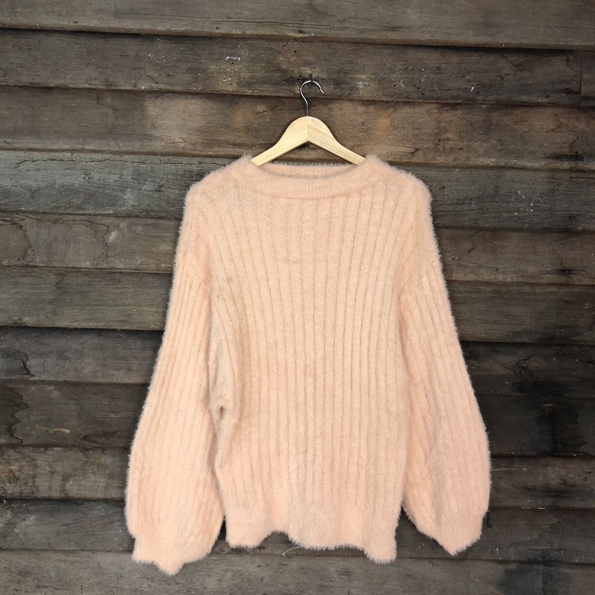 Homespun Knitwear DLL Persodea Peach Mohair SHag Shaggy fur Knitwear #c1104 Size L / US 10 / IT 46 - 3 Thumbnail