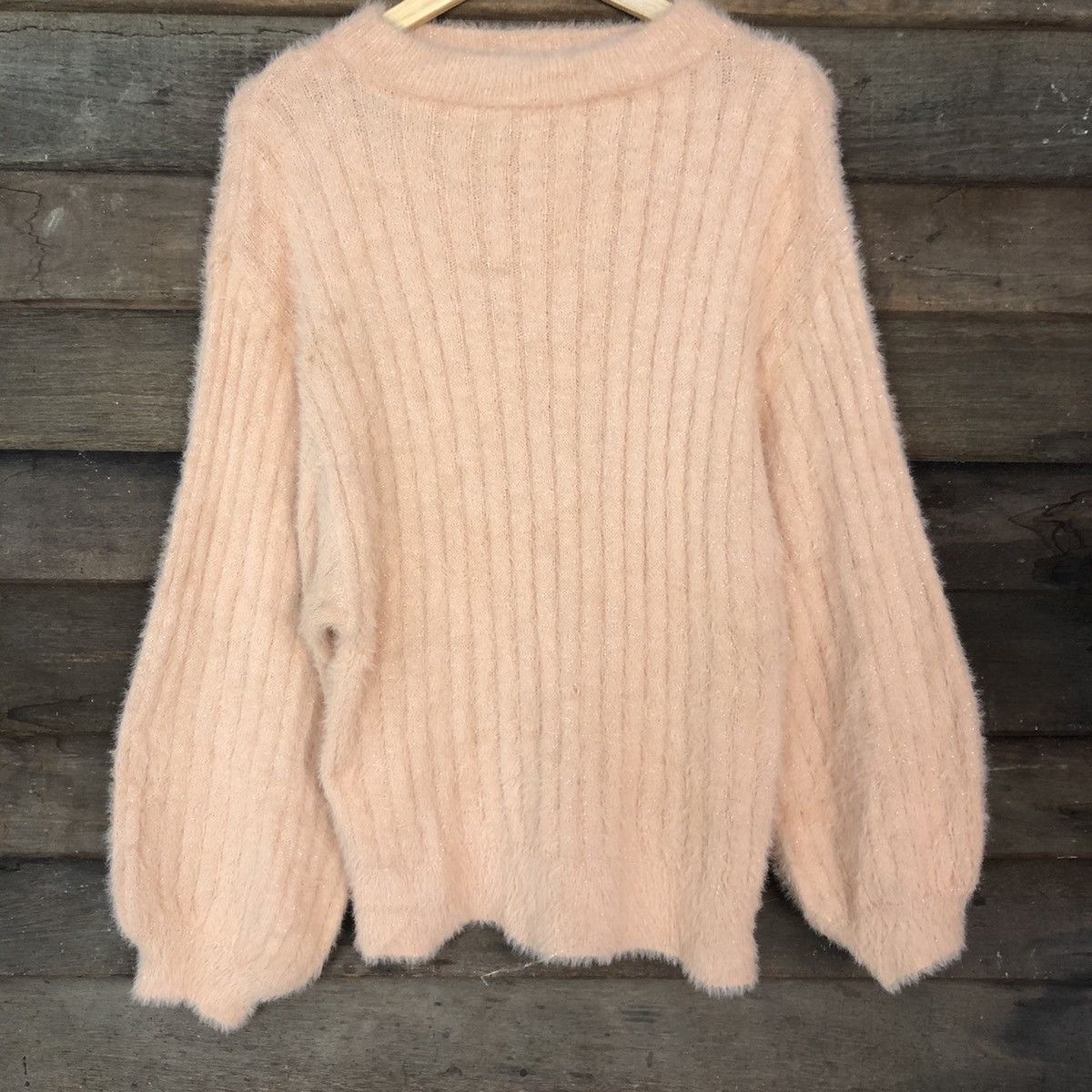 Homespun Knitwear DLL Persodea Peach Mohair SHag Shaggy fur Knitwear #c1104 Size L / US 10 / IT 46 - 8 Thumbnail