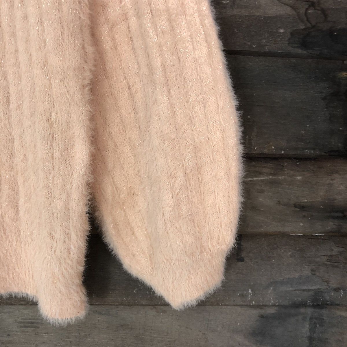 Homespun Knitwear DLL Persodea Peach Mohair SHag Shaggy fur Knitwear #c1104 Size L / US 10 / IT 46 - 4 Thumbnail