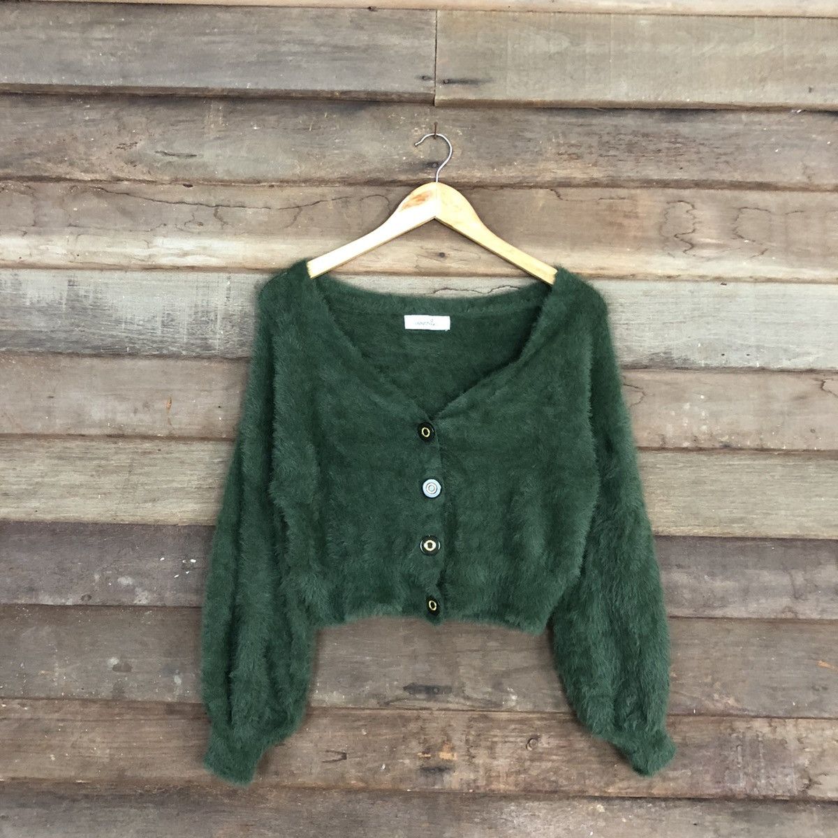 DLL Dazzlin Green Mohair Shag Shaggy Knitwear #c1113