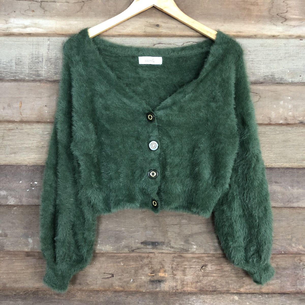 Japanese Brand DLL Dazzlin Green Mohair Shag Shaggy Knitwear #c1113 Size M / US 6-8 / IT 42-44 - 8 Thumbnail