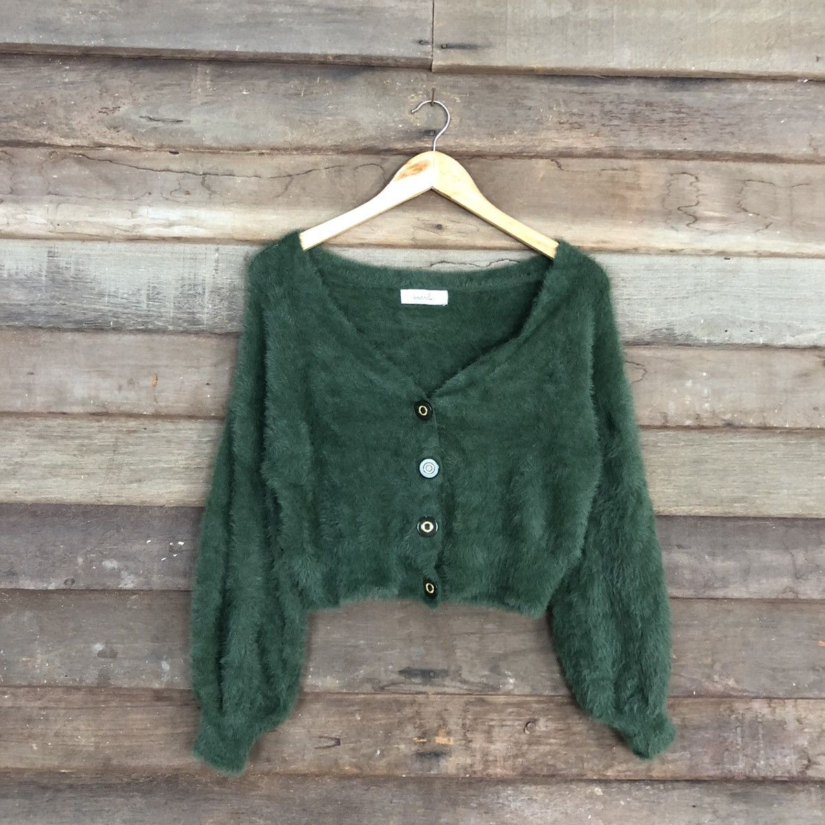 Japanese Brand DLL Dazzlin Green Mohair Shag Shaggy Knitwear #c1113 Size M / US 6-8 / IT 42-44 - 3 Thumbnail