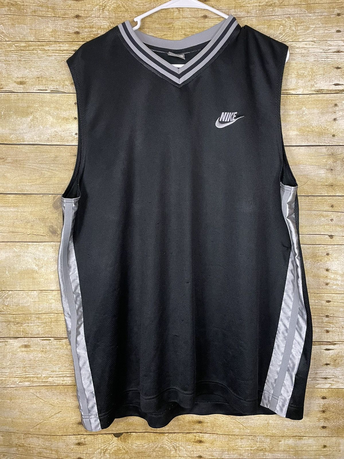 Nike × Vintage Vintage Nike Swoosh Black/Grey Jersey Shirt Size XL Size US XL / EU 56 / 4 - 2 Thumbnail