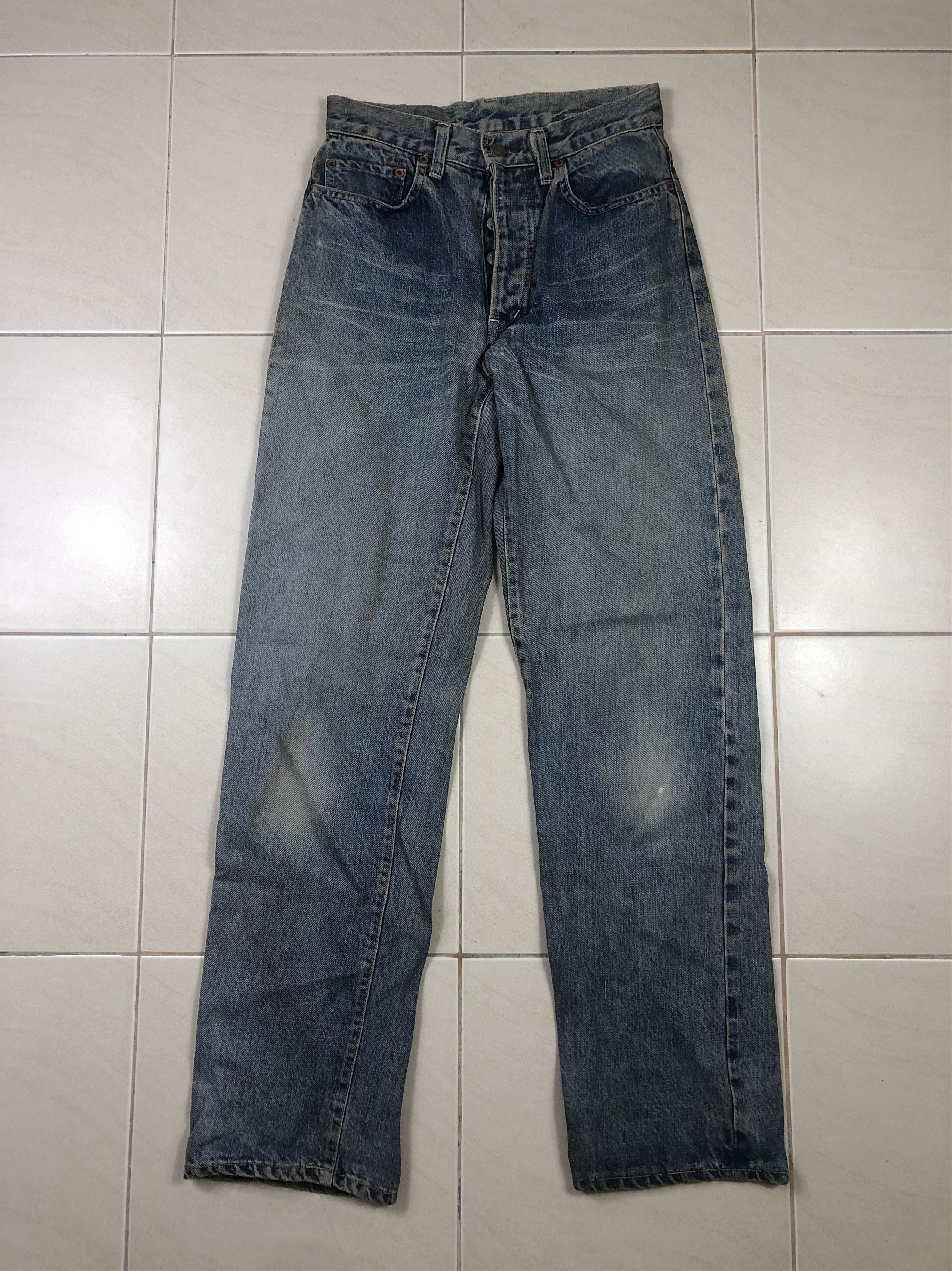 image of Archival Clothing x Hollywood Ranch&market Wash Blue Hr Market Jeans 27X30.5 in Blue Distressed