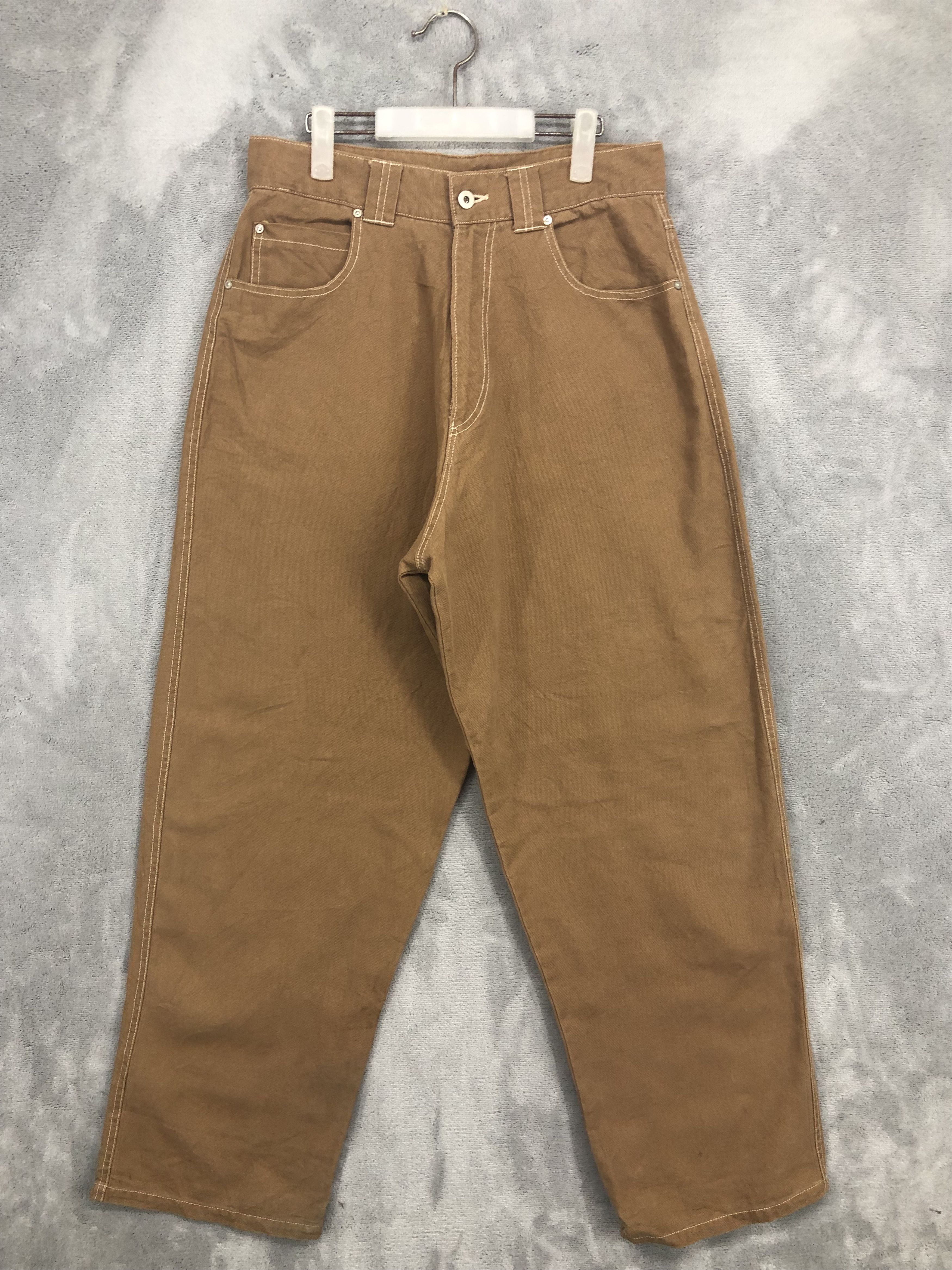 Japanese Brand Cross Brown Baggy Big Pocket Jeans Size US 30 / EU 46 - 1 Thumbnail